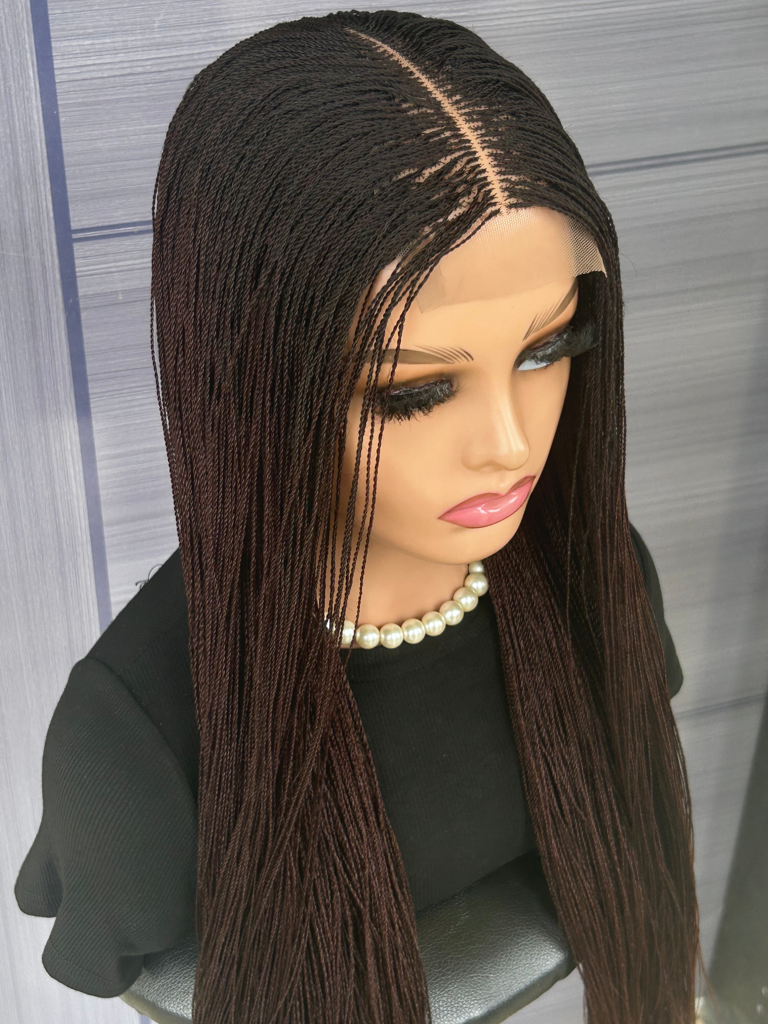 Micro Twist Braided Wig – 2x6 Lace Closure, Glueless Lightweight Wig for Black Women, Beginner Friendly Custom Protective Style handmade wigcolor 33