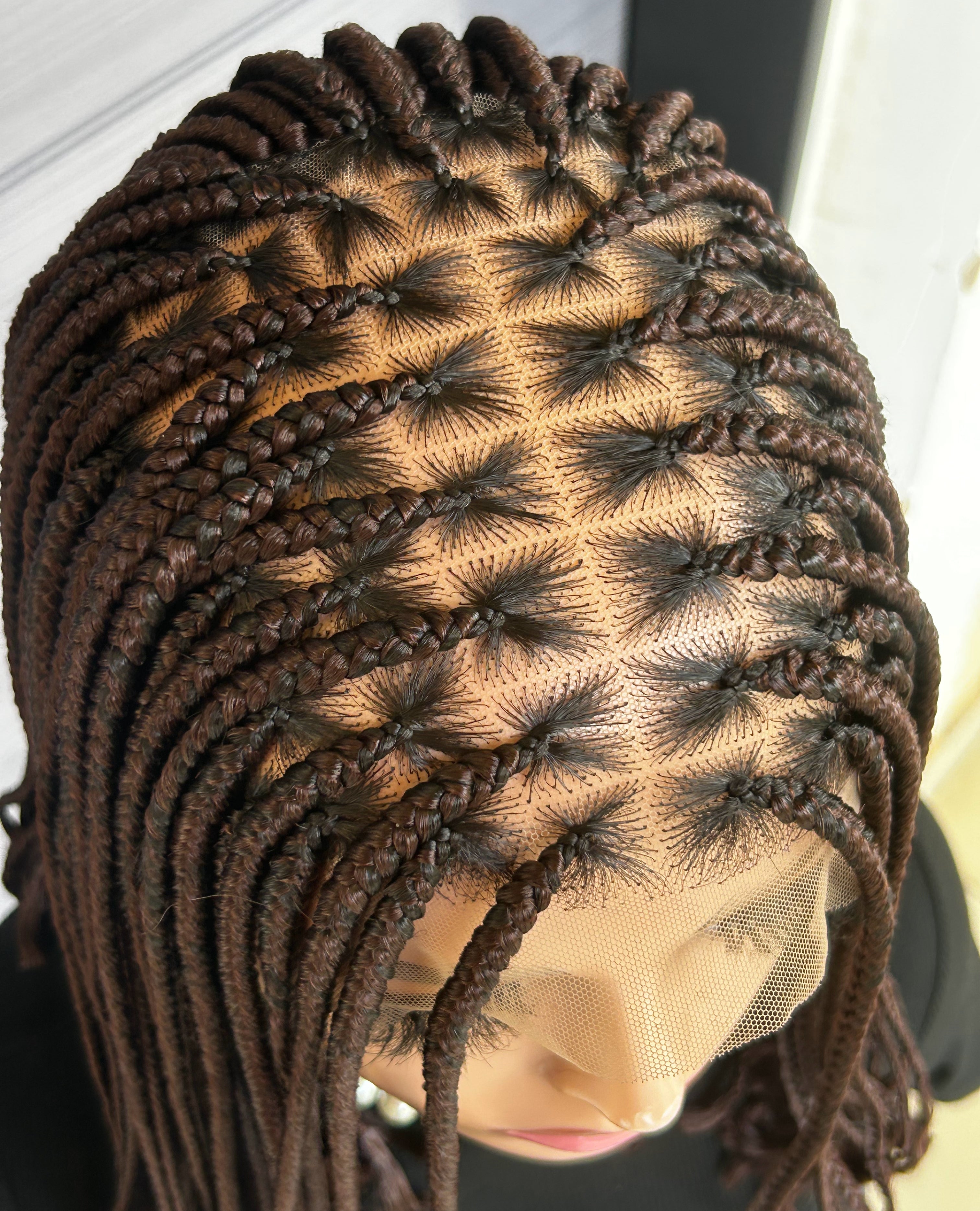 12” Bob Box Braid Wig – Short Braided Wig for Black Women, 13x6 Lace Front, Custom Colors, Glueless Protective Style, Handmade Wig