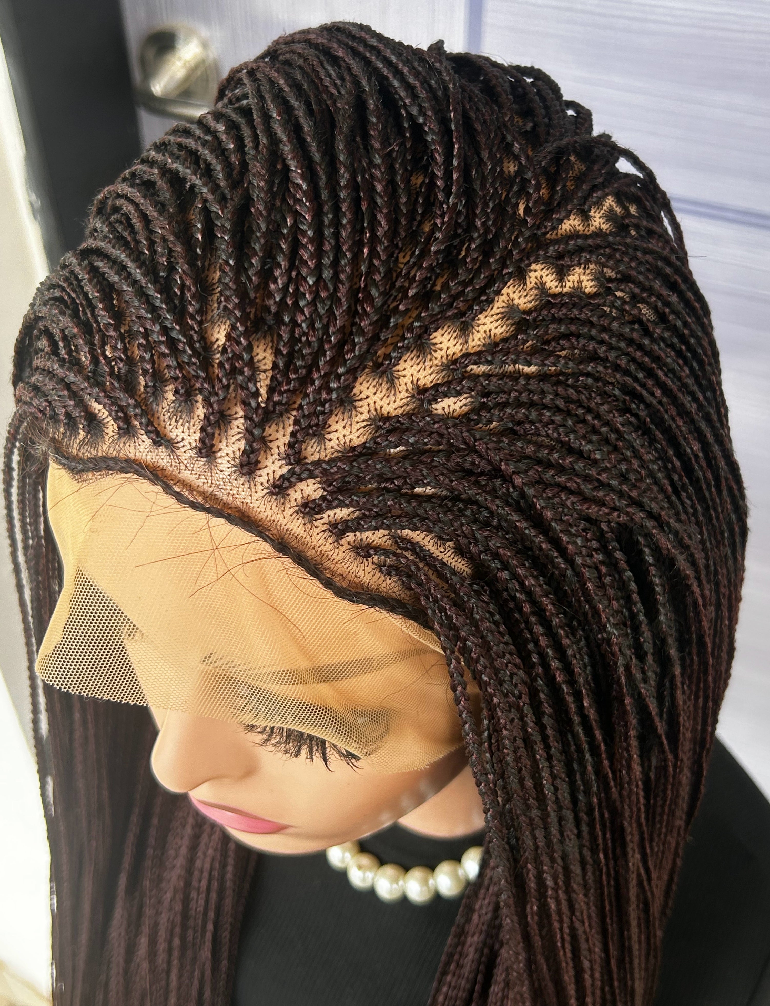 Customisable 30” Micro Braid Wig On Full Lace Glueless Braided Wig for Black Women, Custom Protective Style, Lightweight Natural Look
