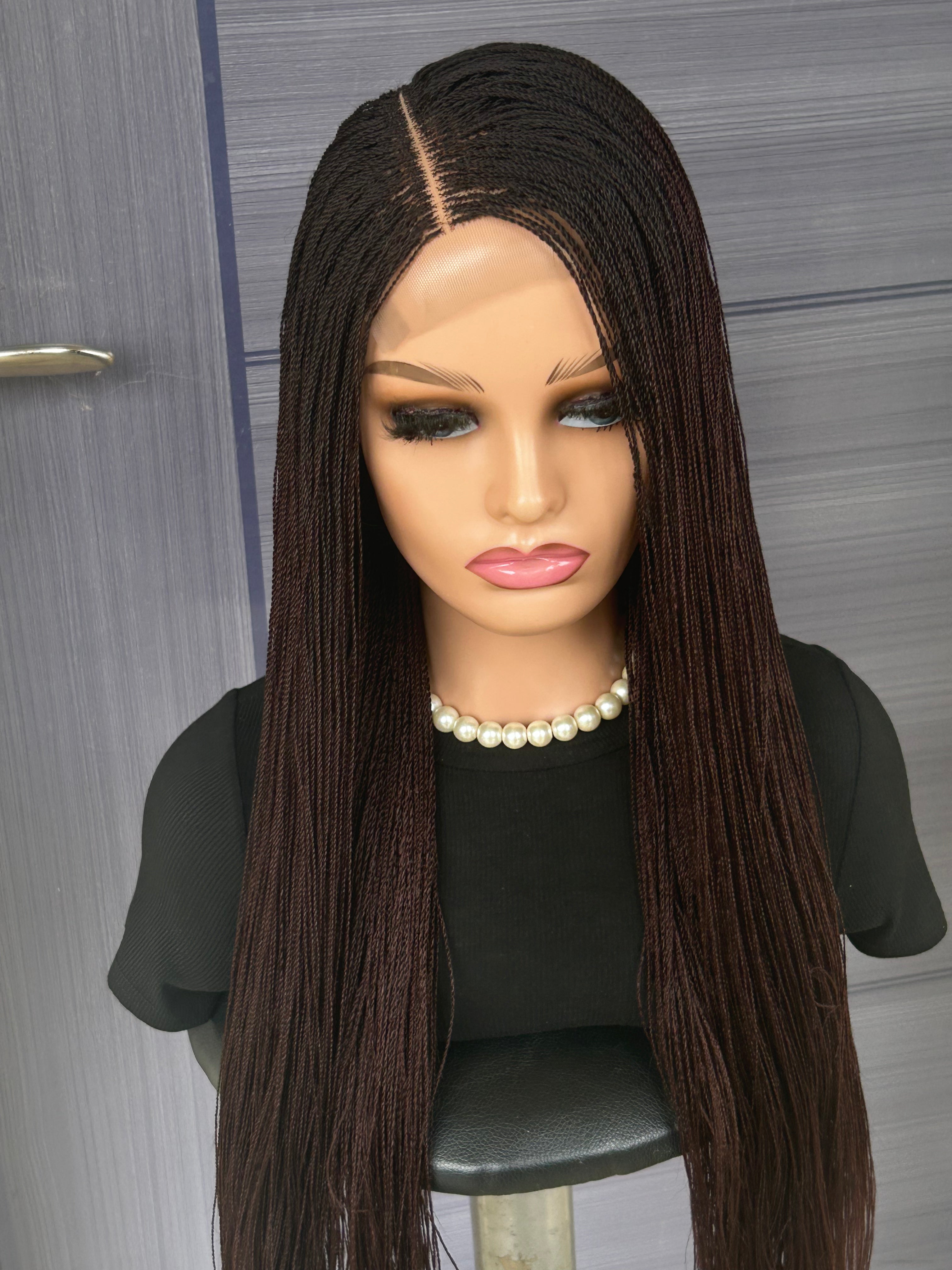 Micro Twist Braided Wig – 2x6 Lace Closure, Glueless Lightweight Wig for Black Women, Beginner Friendly Custom Protective Style handmade wigcolor 33