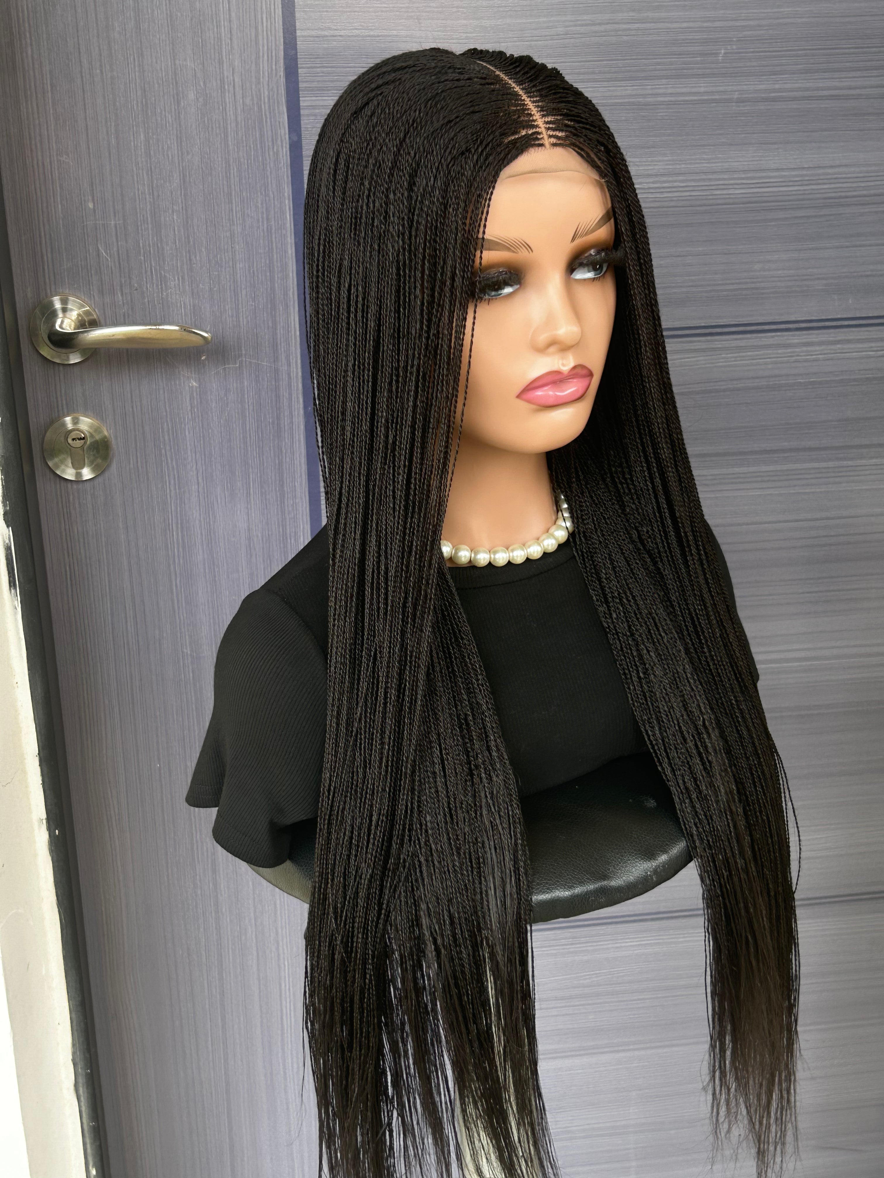 Micro Twist Braided Wig – 2x6 Lace Closure, Glueless Lightweight Wig for Black Women, Beginner Friendly Custom Protective Style handmade wigColor 2