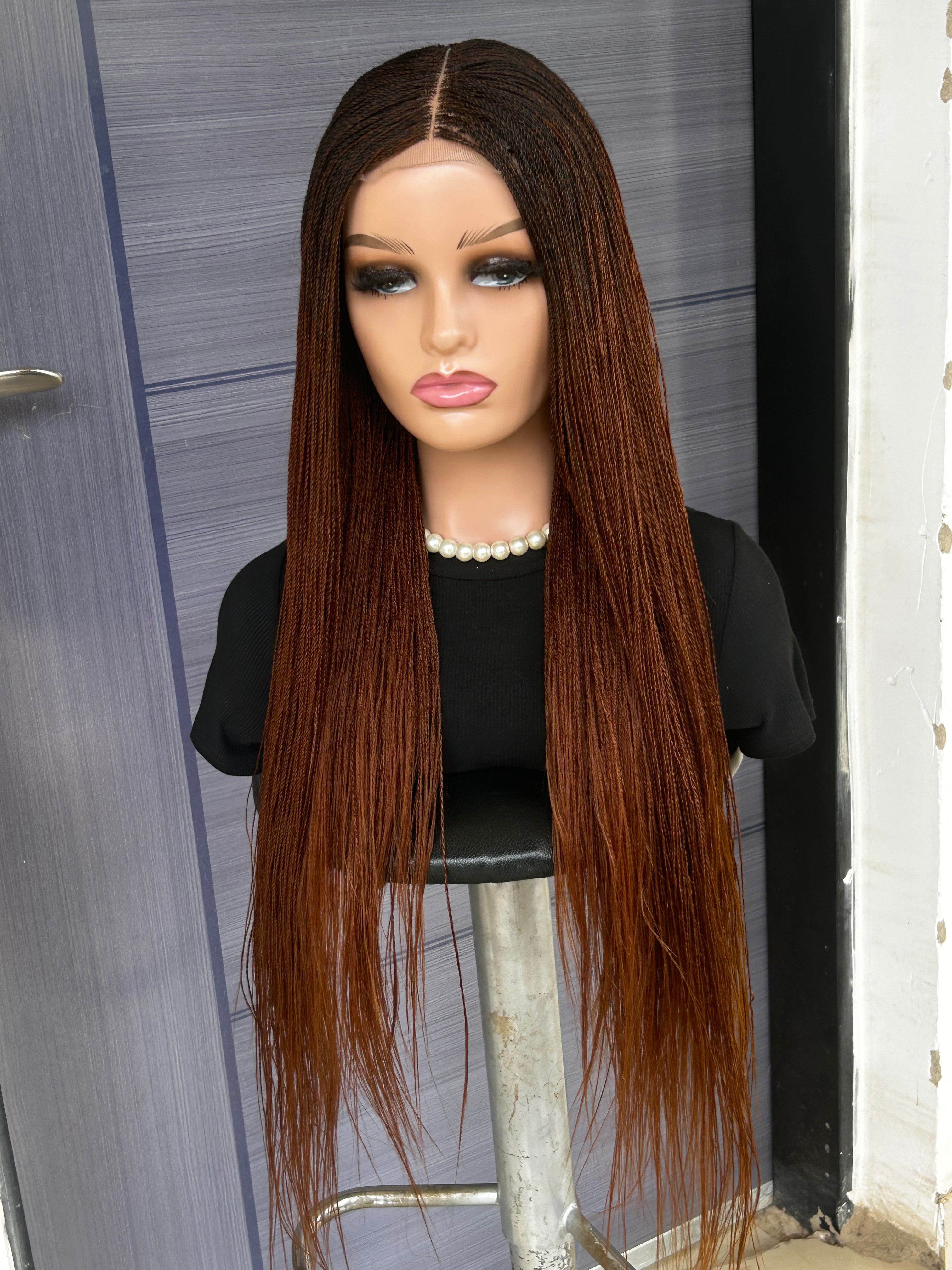 Micro Twist Braided Wig – 2x6 Lace Closure, Color 30 Glueless Lightweight Wig for Black Women, Beginner Friendly Custom Protective Style handmade wig