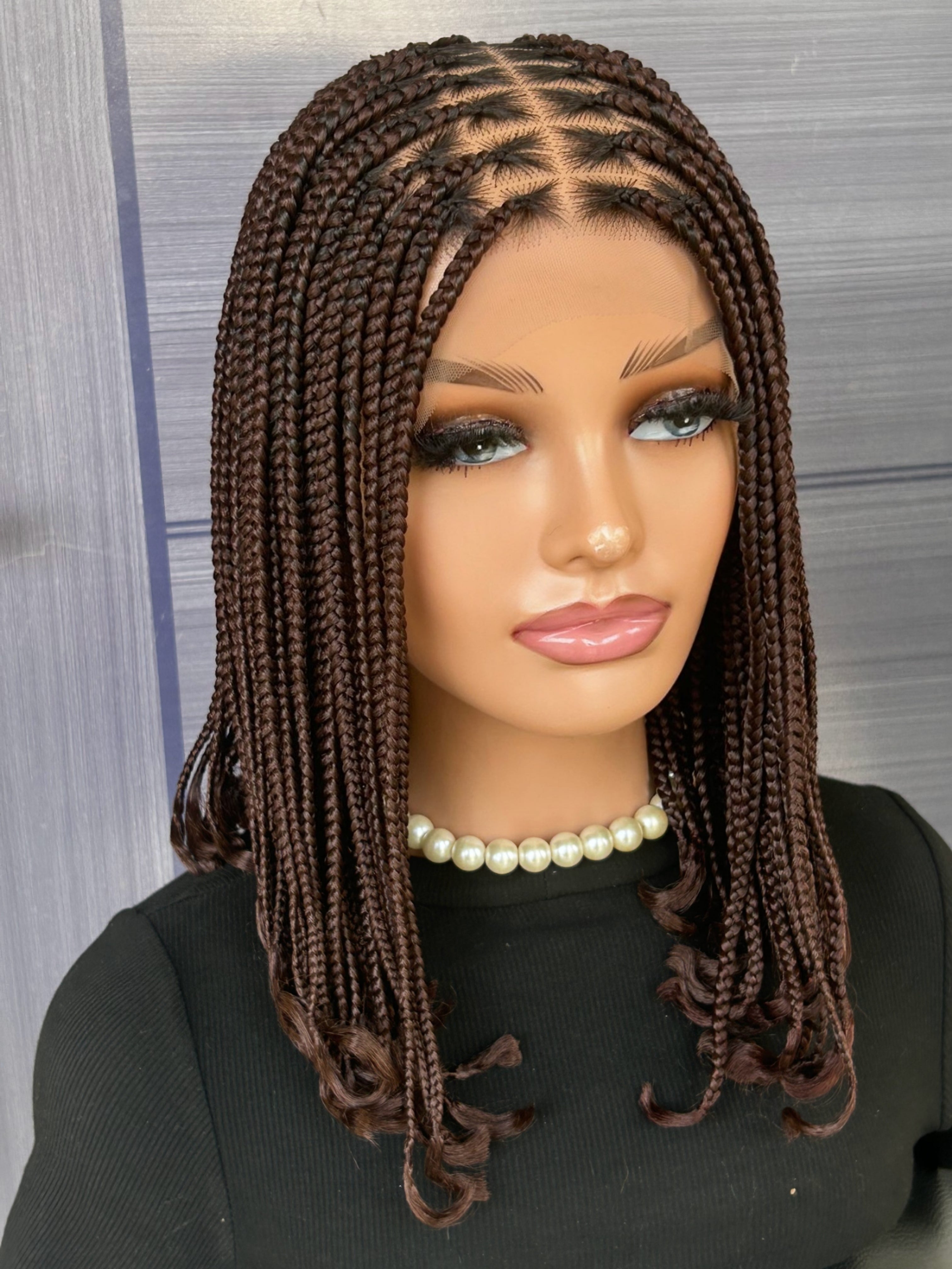 12” Bob Box Braid Wig – Short Braided Wig for Black Women, 13x6 Lace Front, Custom Colors, Glueless Protective Style, Handmade Wig