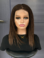 Short Micro Twist Braided Wig 12” – 13×6 Lace Front Braid Wig | Custom Color (Blend of 4, 33 & 30)