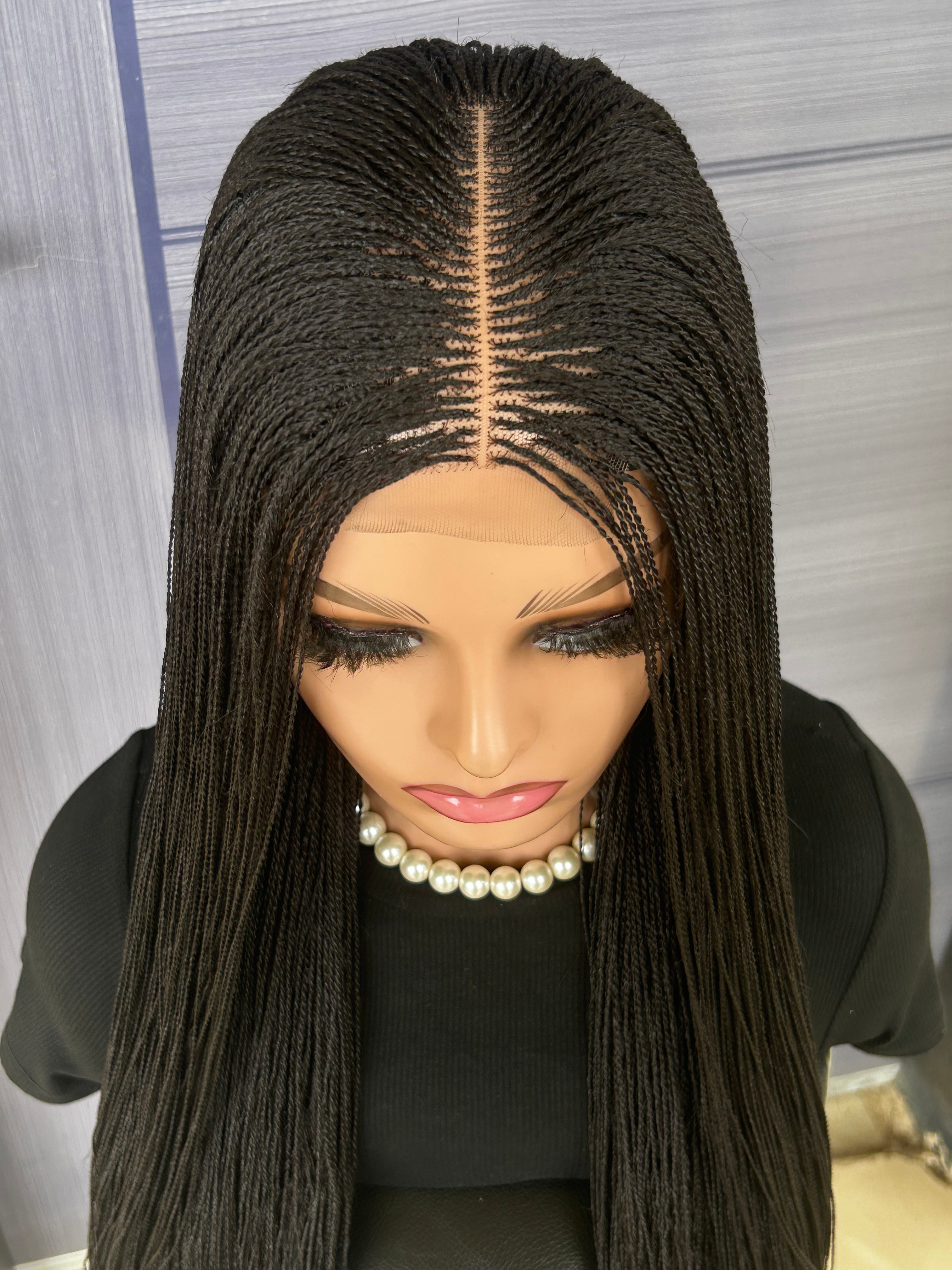 Micro Twist Braided Wig – 2x6 Lace Closure, Glueless Lightweight Wig for Black Women, Beginner Friendly Custom Protective Style handmade wigColor 2
