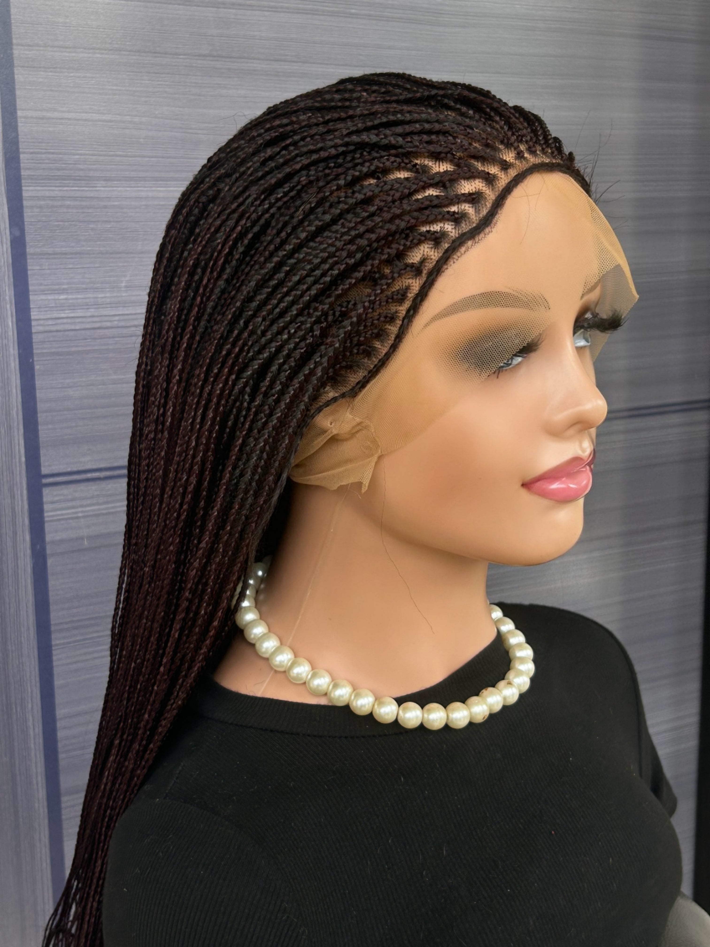 Customisable 30” Micro Braid Wig On Full Lace Glueless Braided Wig for Black Women, Custom Protective Style, Lightweight Natural Look