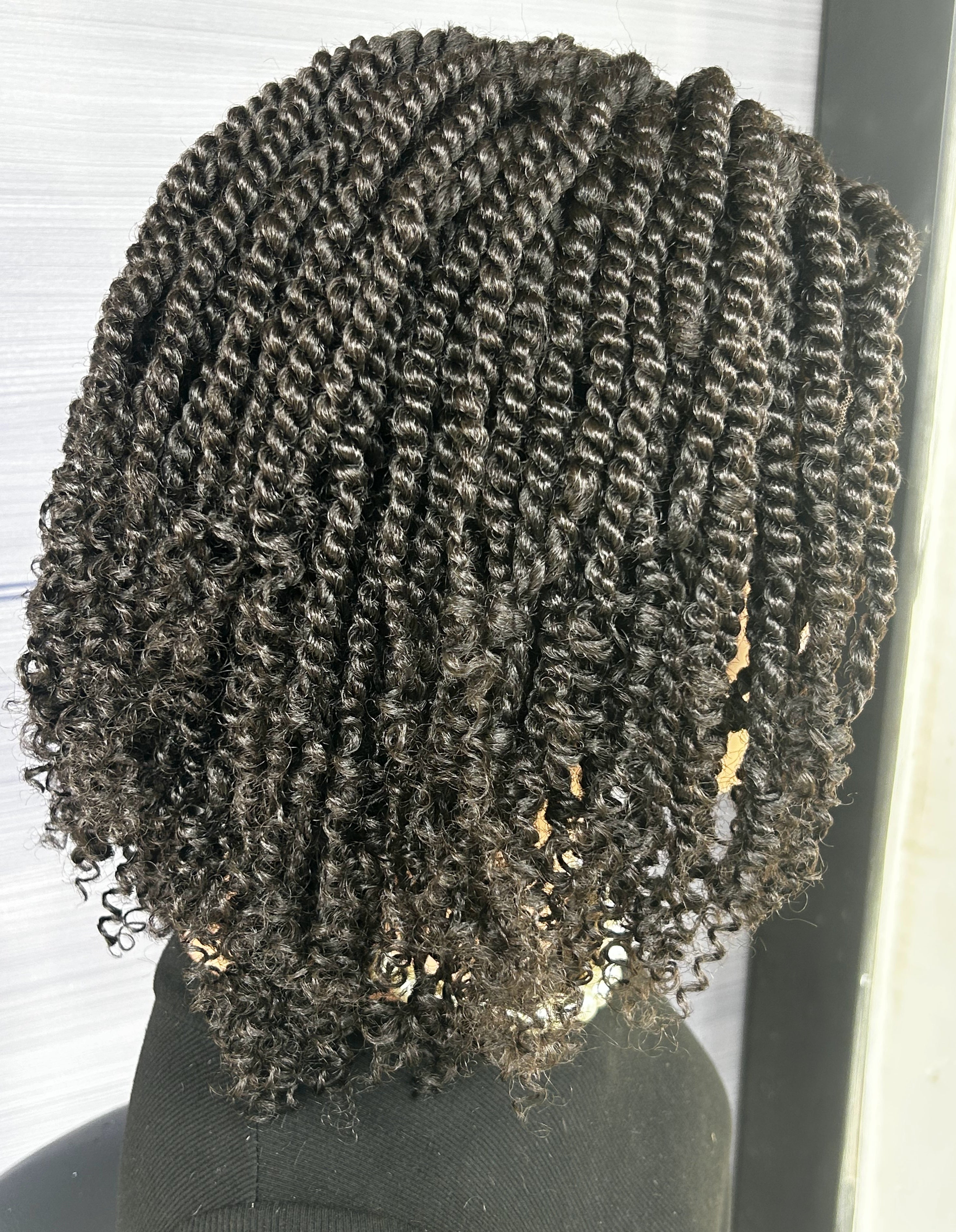 12” Kinky Twist Braided Wig – Short 6x6 Lace Front Wig for Black Women, Handmade Glueless Protective Style, Custom Colors