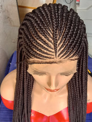 130 Inch Cornrow Braided Wig for Women on Full Frontal Lace - Customizable Length & Color - Luxury Handmade Braids - Natural Hairline Wig