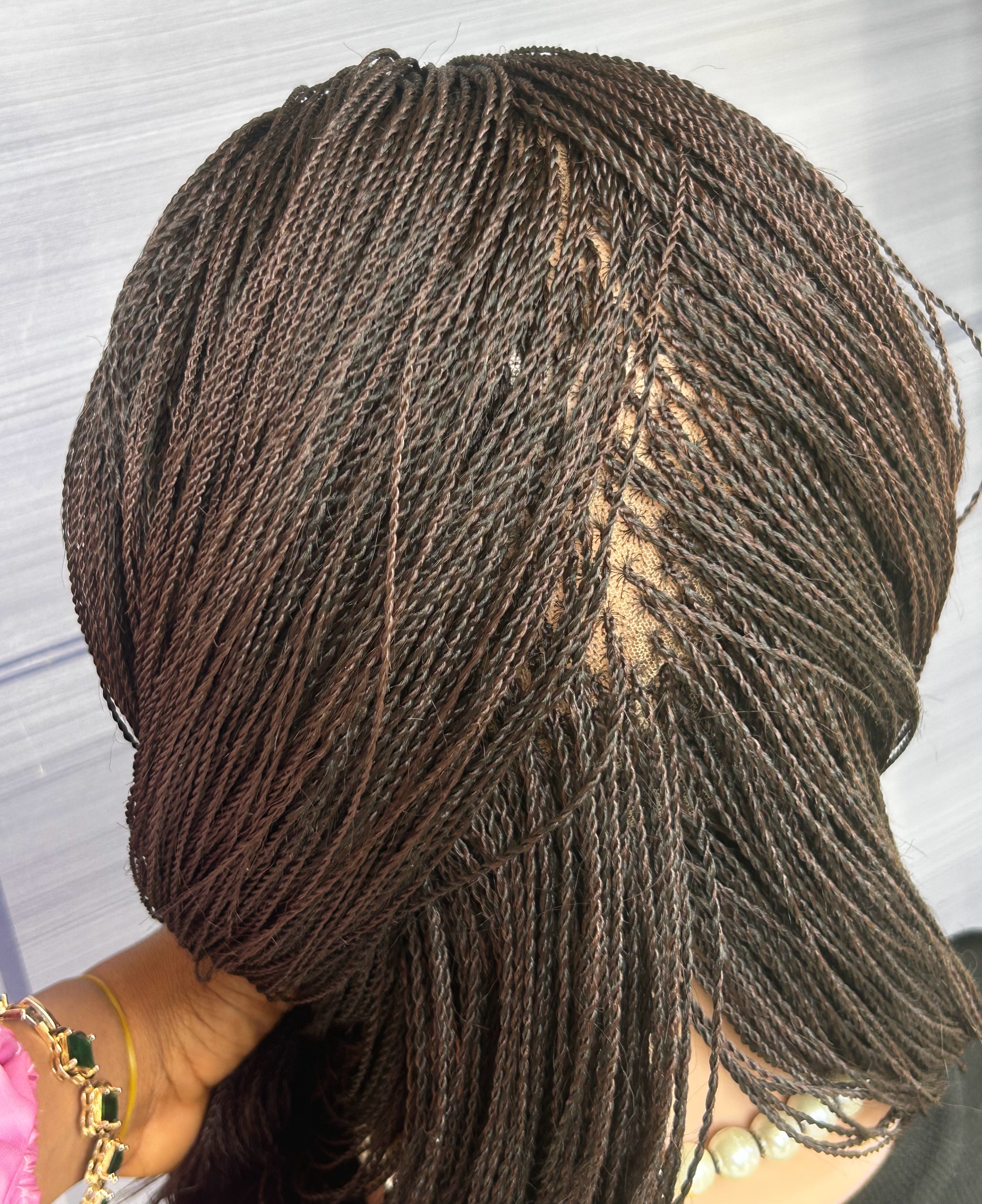 Micro Twist Braided Wig – Full Lace Handmade Wig for Black Women, Color 33 Brown, Lightweight Natural Glueless Protective Style braids wig