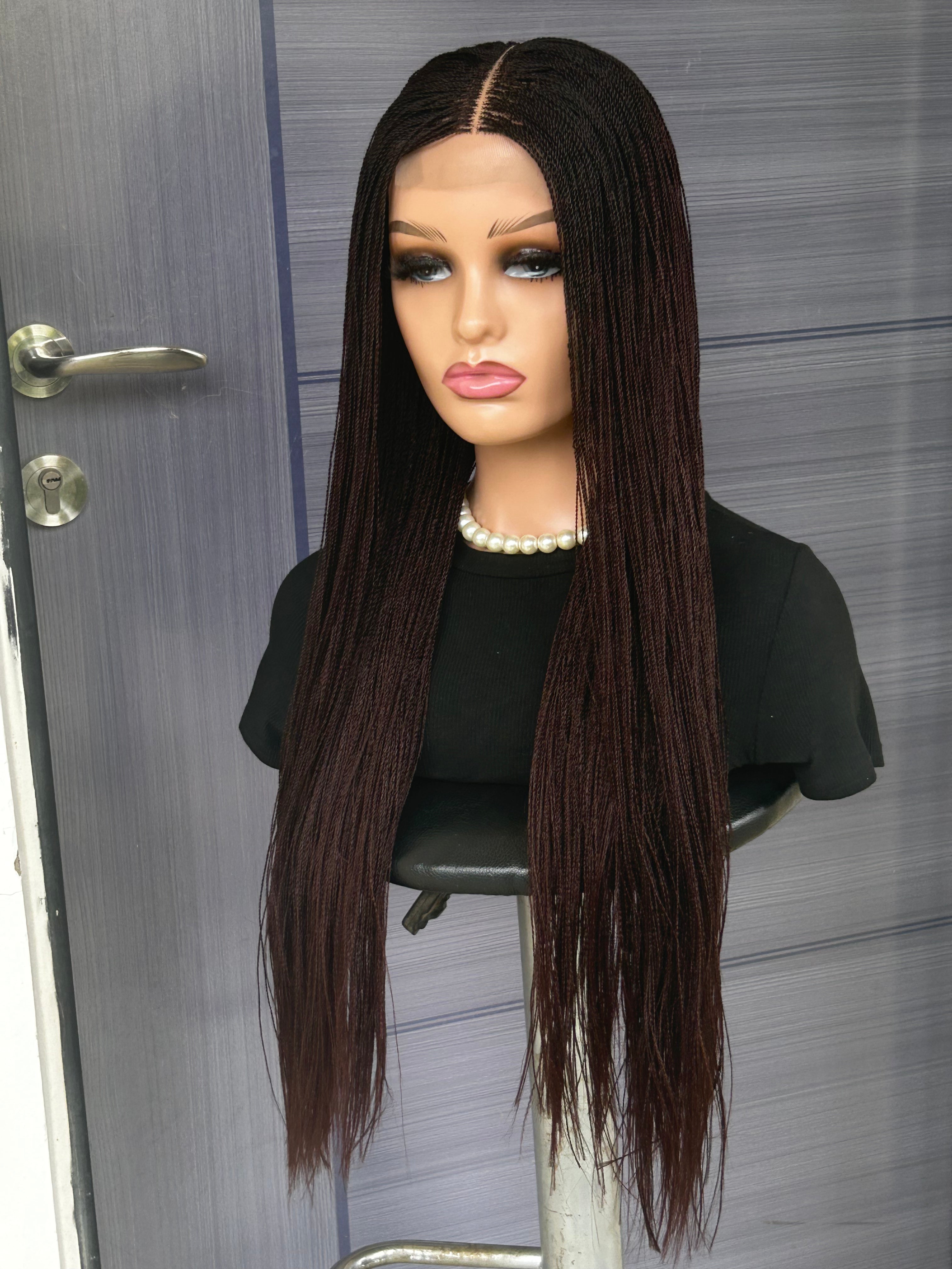 Micro Twist Braided Wig – 2x6 Lace Closure, Glueless Lightweight Wig for Black Women, Beginner Friendly Custom Protective Style handmade wigcolor 33
