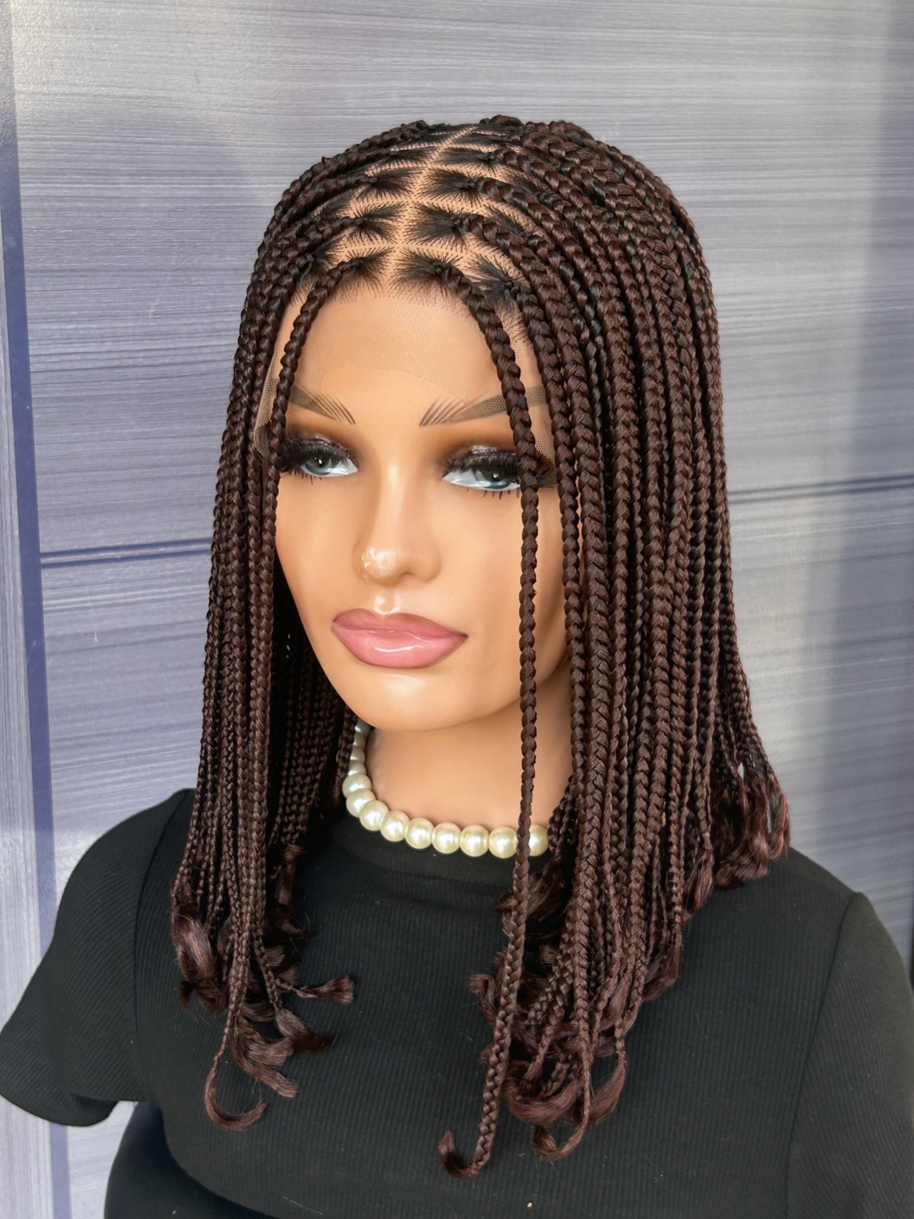 12” Bob Box Braid Wig – Short Braided Wig for Black Women, 13x6 Lace Front, Custom Colors, Glueless Protective Style, Handmade Wig