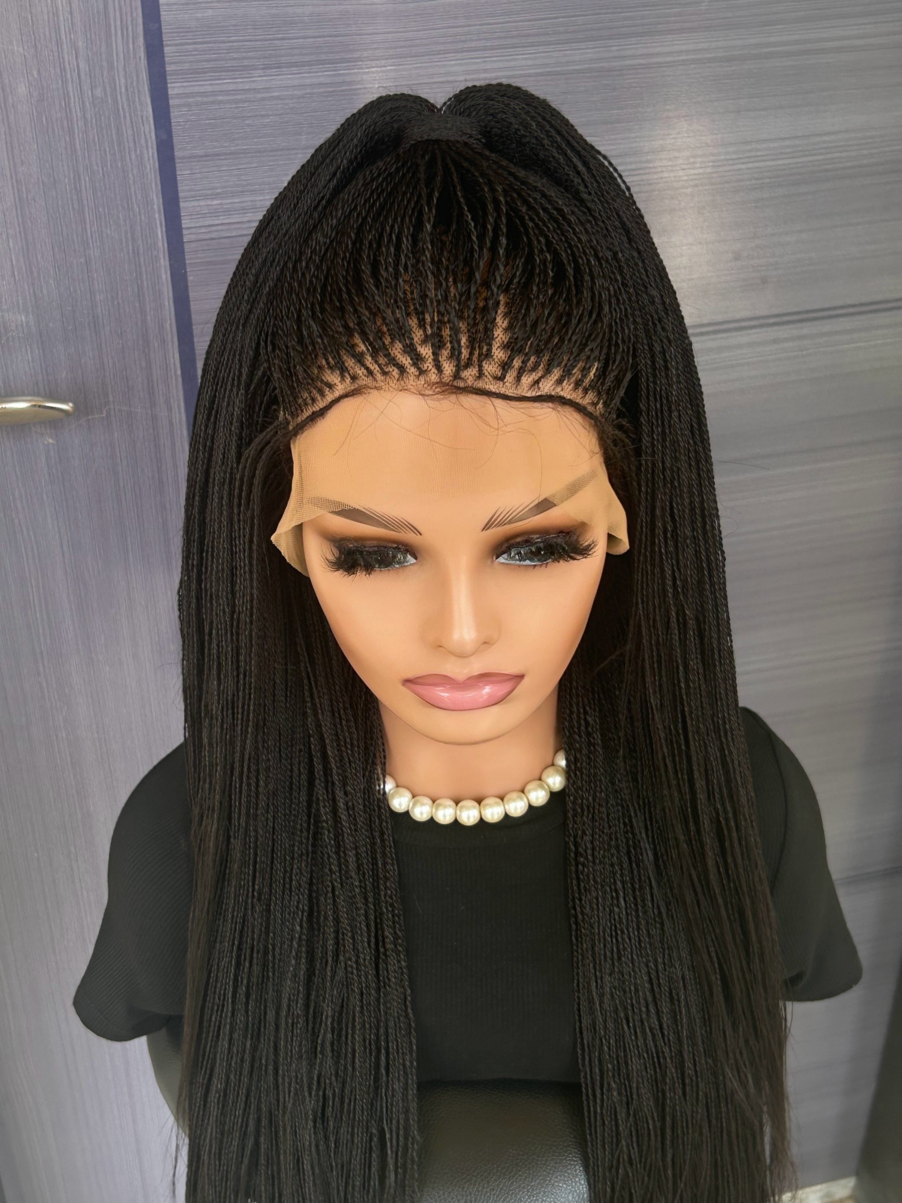 28” Micro Twist Braided Wig – Custom Full Lace Braided Wig for Black Women, Lightweight Glueless Protective Style, All Colors & Lengths