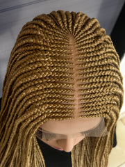Mixed Blonde Cornrow Braided Wig – 30”Glueless 2x6 Lace Front Wig for Black Women, Custom Lace Box Braids, Protective Style, Handmade