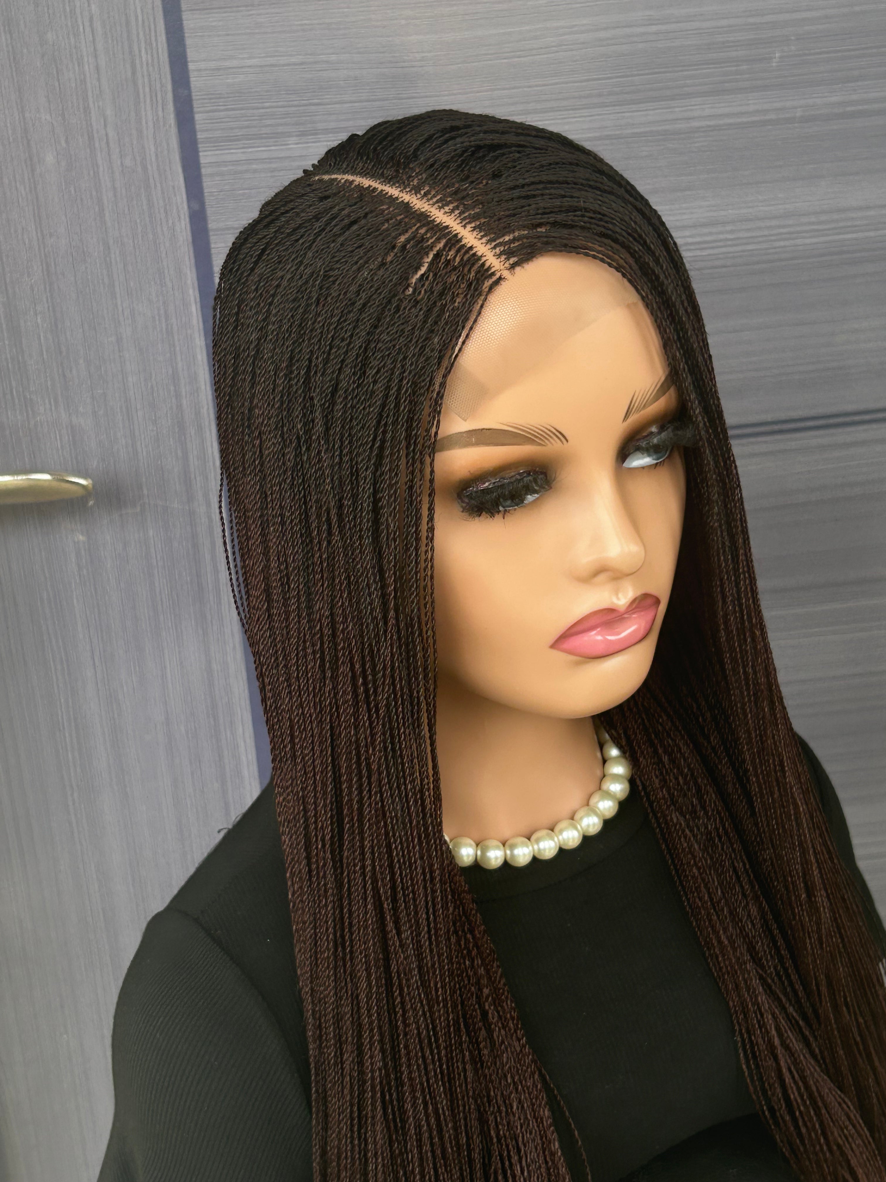 Micro Twist Braided Wig – 2x6 Lace Closure, Glueless Lightweight Wig for Black Women, Beginner Friendly Custom Protective Style handmade wigcolor 33