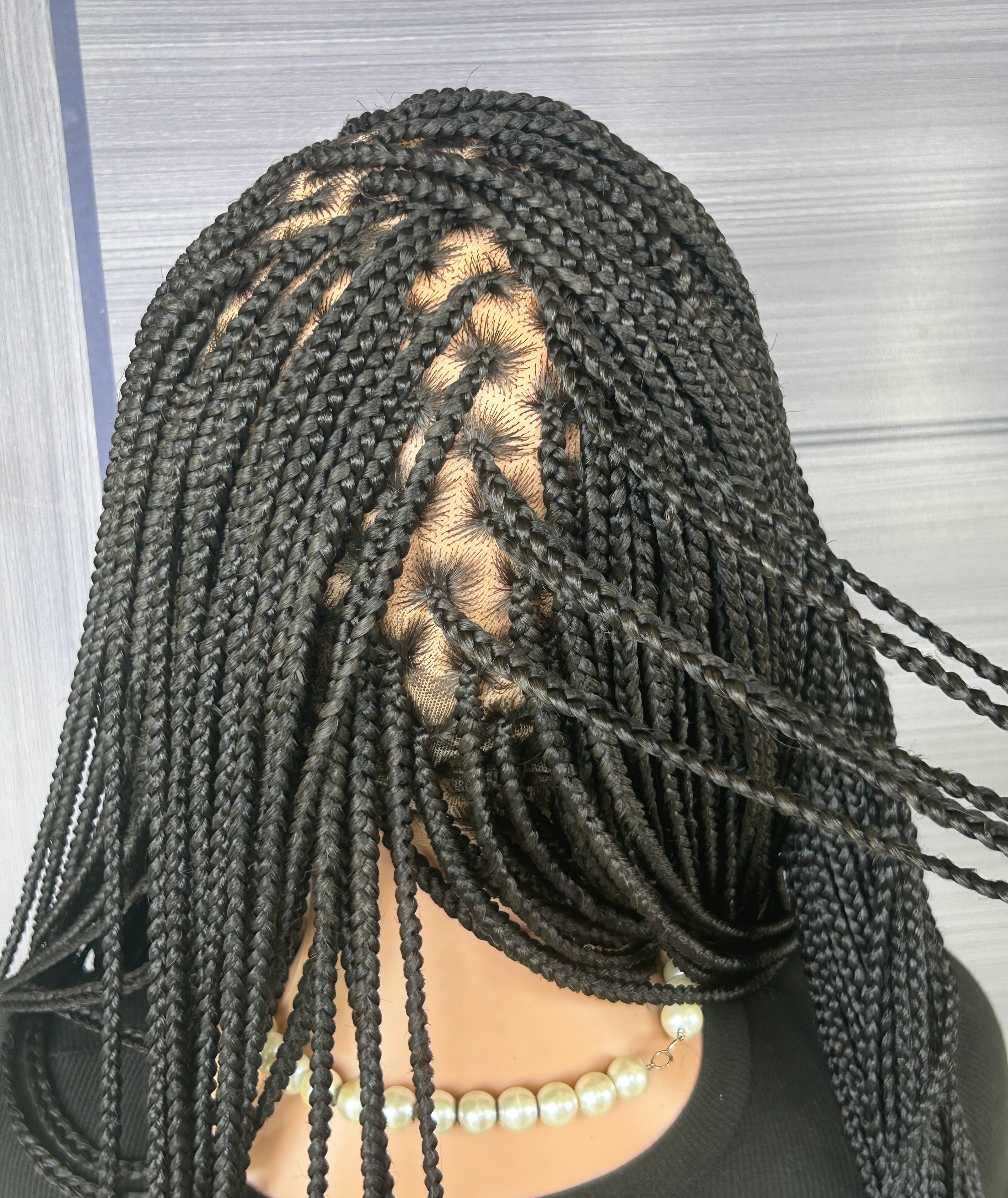 Knotless Braided Wig – Custom Full Lace Wig for Black Women, 30 Inch Micro Box Braid, Senegalese Twist, Glueless Protective Style
