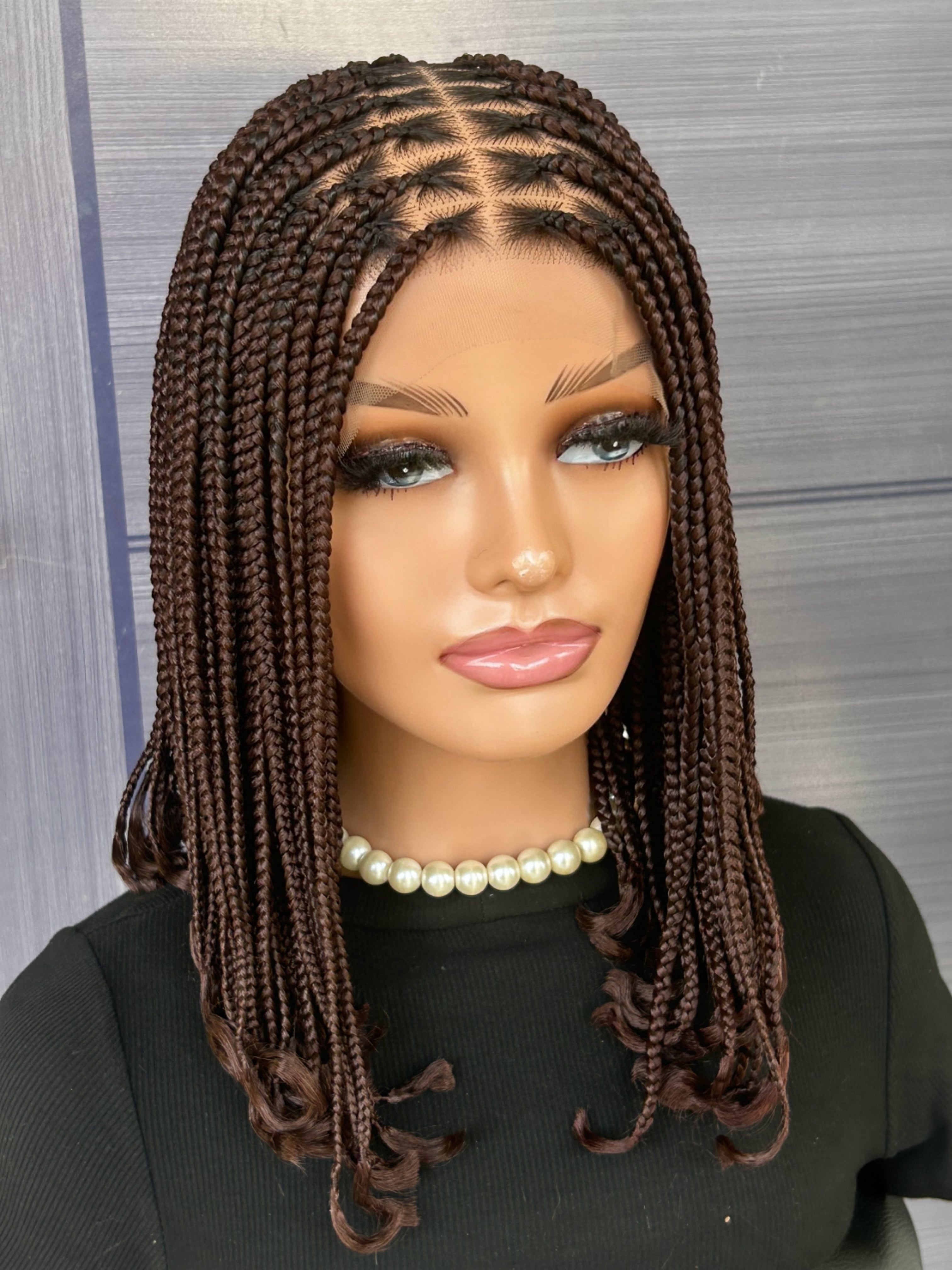 12” Bob Box Braid Wig – Short Braided Wig for Black Women, 13x6 Lace Front, Custom Colors, Glueless Protective Style, Handmade Wig