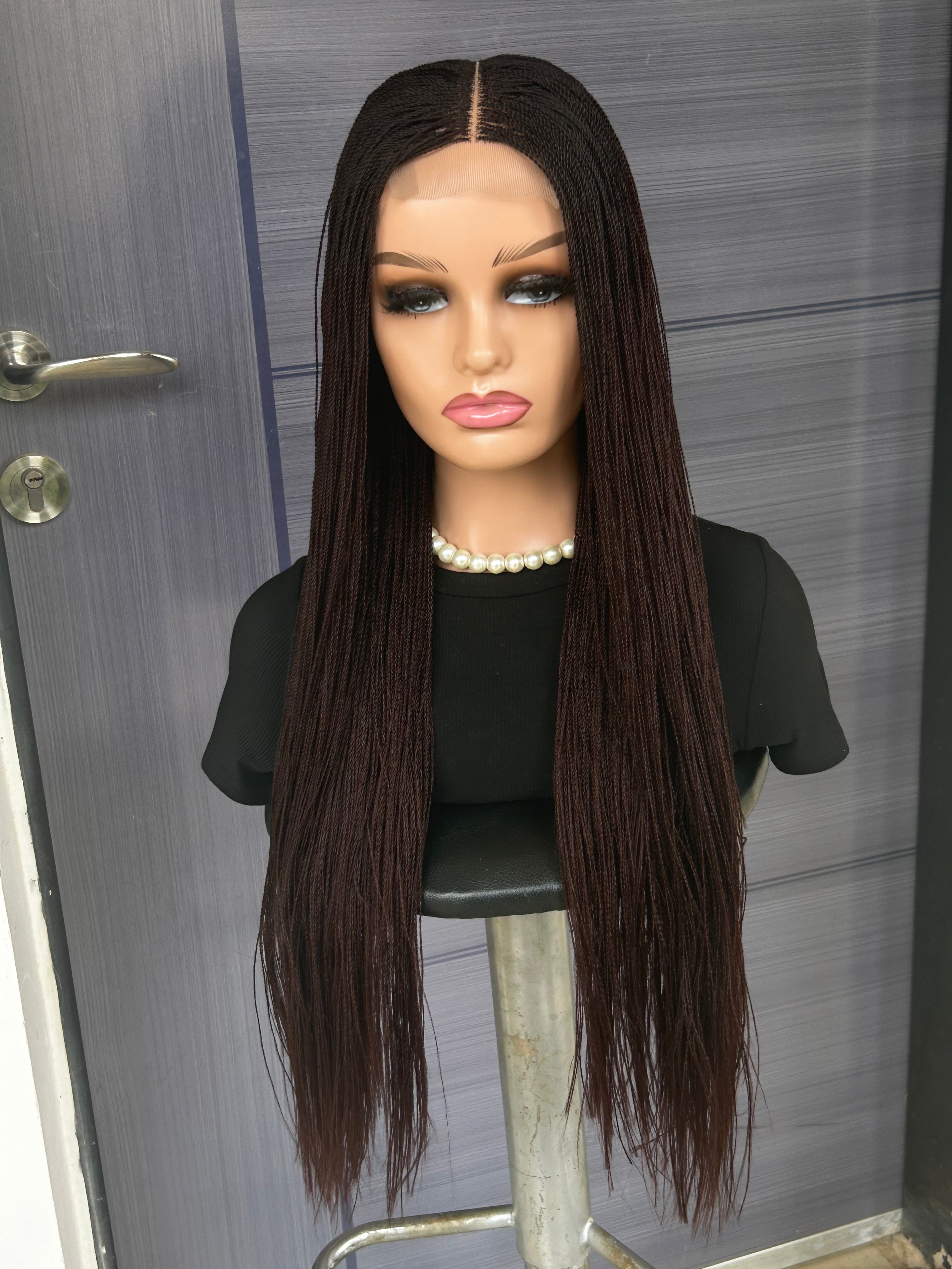 Micro Twist Braided Wig – 2x6 Lace Closure, Glueless Lightweight Wig for Black Women, Beginner Friendly Custom Protective Style handmade wigcolor 33