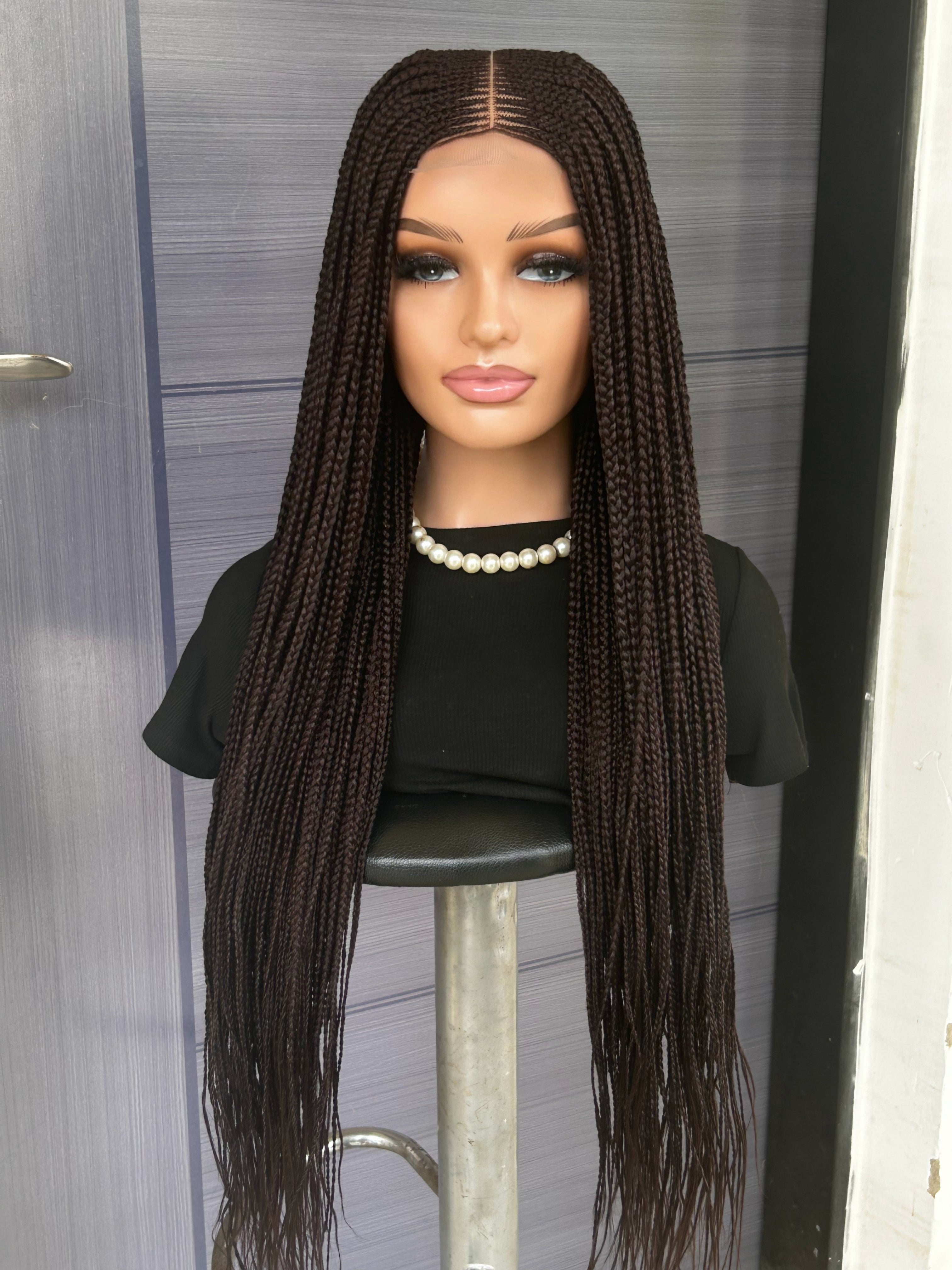 Cornrow Braided Wig – 2x6 Lace Front Wig with Baby Hair, Glueless Full Lace Install, Custom Handmade Protective Style for Black Women