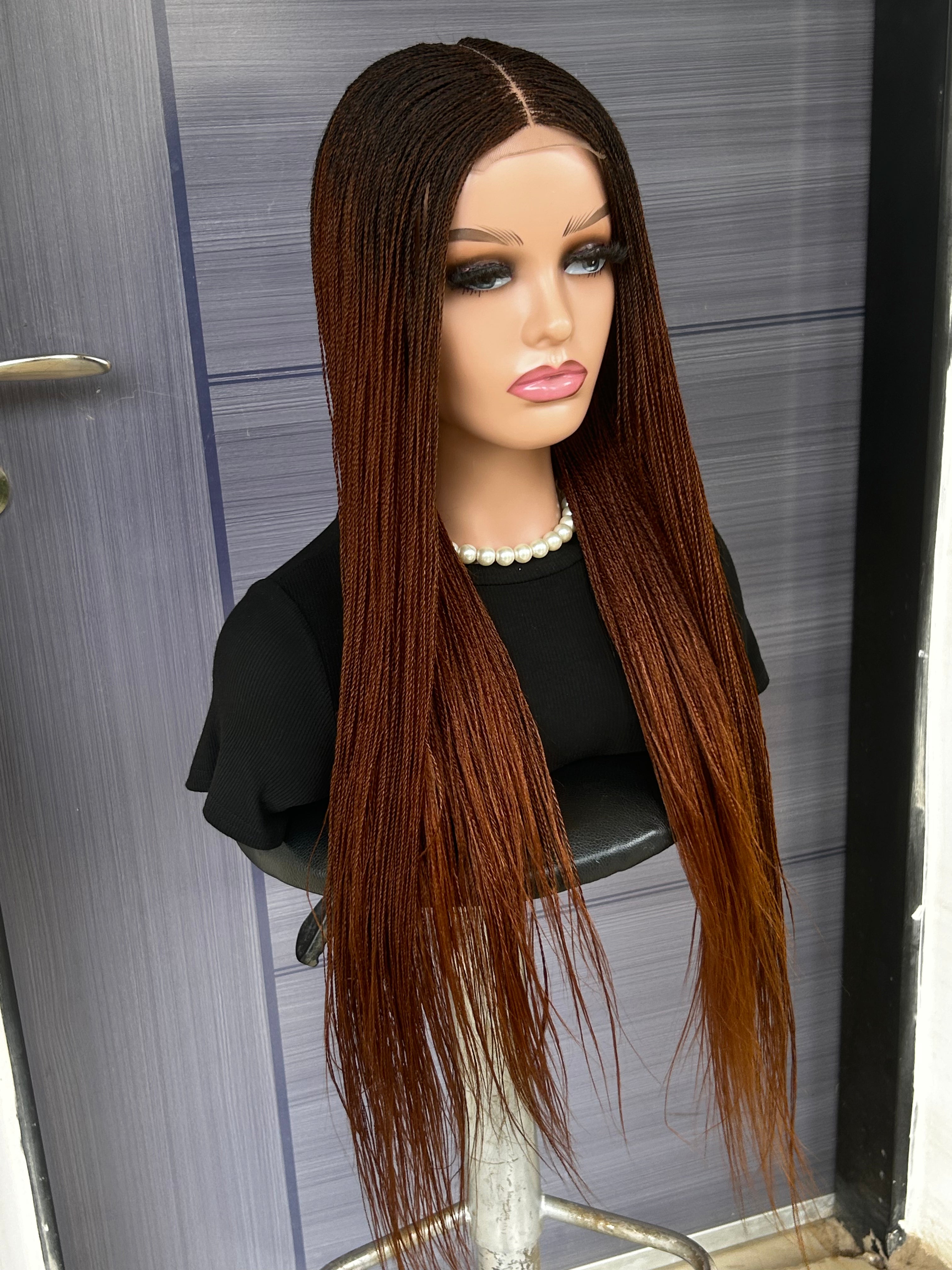 Micro Twist Braided Wig – 2x6 Lace Closure, Color 30 Glueless Lightweight Wig for Black Women, Beginner Friendly Custom Protective Style handmade wig