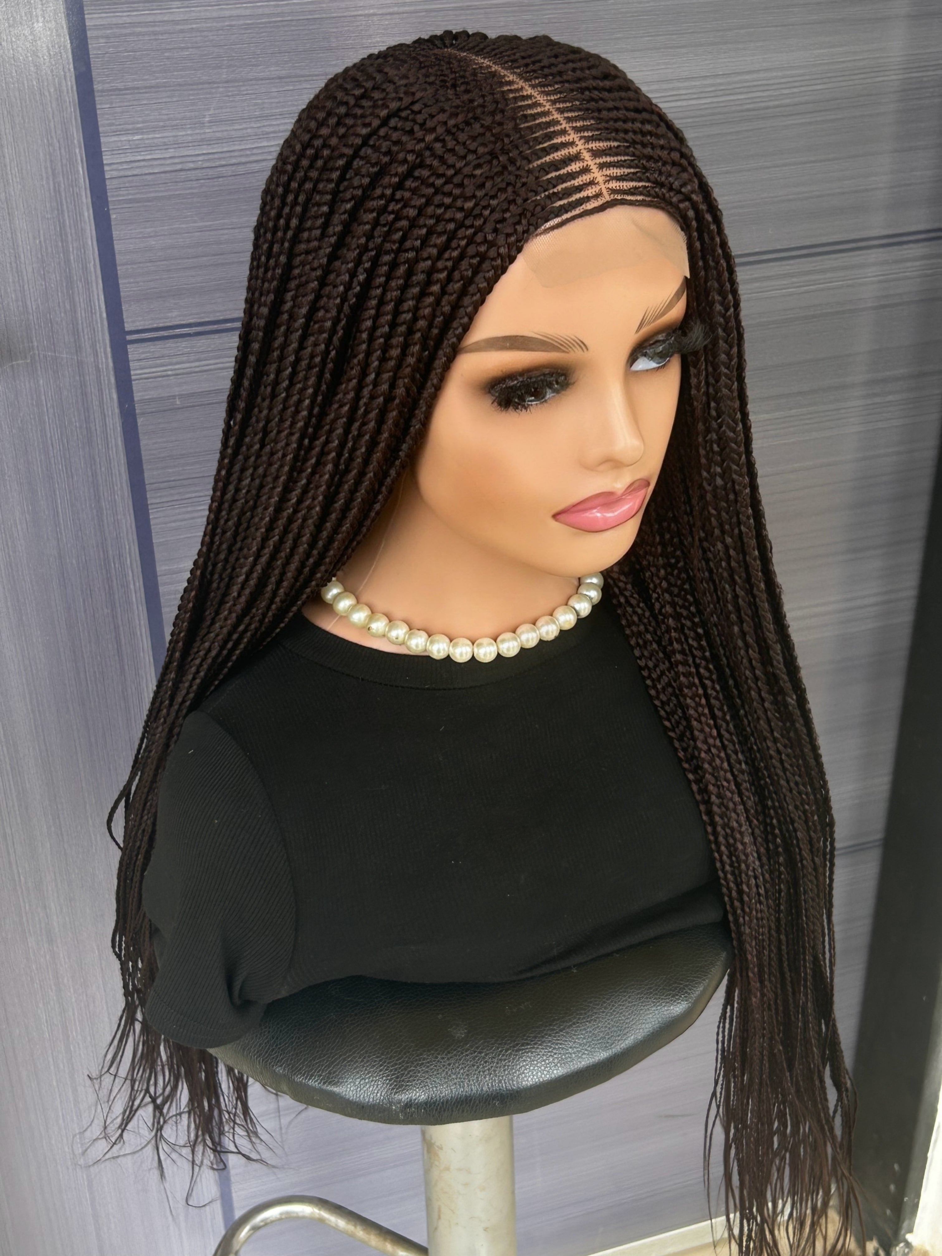 Cornrow Braided Wig – 2x6 Lace Front Wig with Baby Hair, Glueless Full Lace Install, Custom Handmade Protective Style for Black Women
