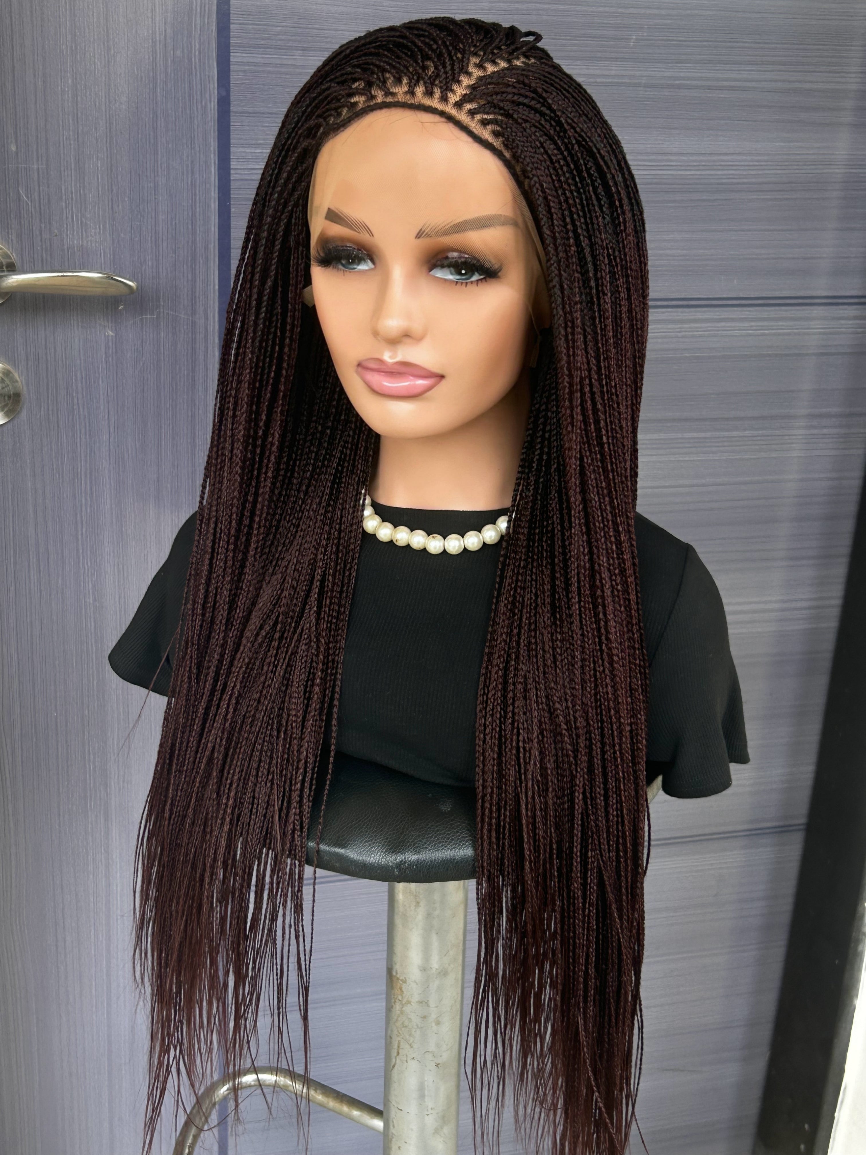 Customisable 30” Micro Braid Wig On Full Lace Glueless Braided Wig for Black Women, Custom Protective Style, Lightweight Natural Look