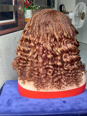1 Curly Short Box Braid Wig for Women – Full Lace Braided Wig – Customizable Color & Length – Natural Look Handmade Wig