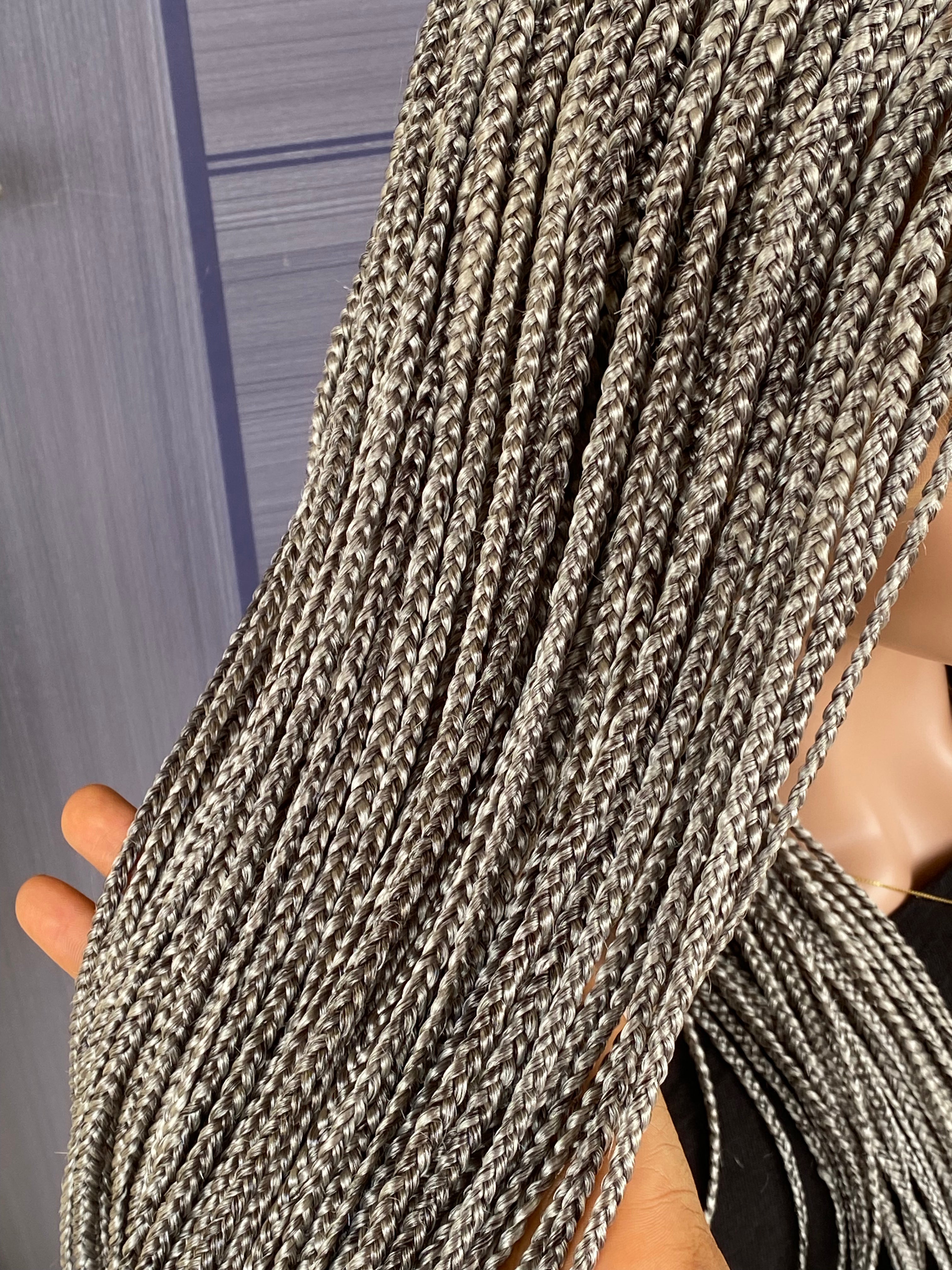 Custom Knotless Braided Wig 30” – Pebble/Black Color Full Lace Braided Wig, Glueless Box Braids, Handmade Protective Style for Black Women