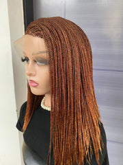 Short Micro Twist Wig – Custom Color Full Lace Braided Wig for Black Women, Handmade Lightweight Glueless Protective Style, Natural Look