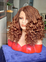 1 Curly Short Box Braid Wig for Women – Full Lace Braided Wig – Customizable Color & Length – Natural Look Handmade Wig