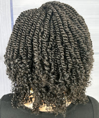 12” Kinky Twist Braided Wig – Short 6x6 Lace Front Wig for Black Women, Handmade Glueless Protective Style, Custom Colors