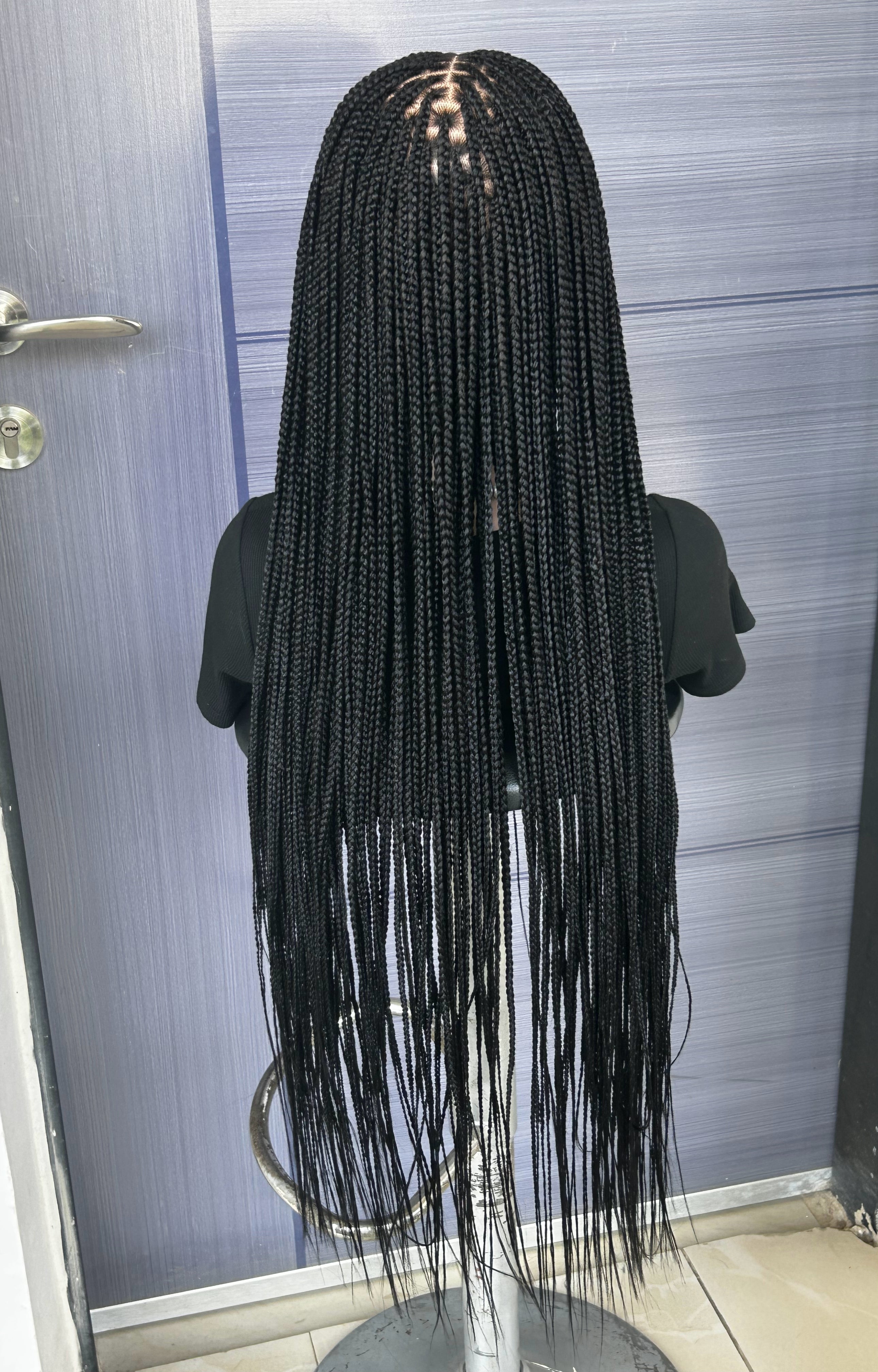 Knotless Braided Wig – Custom Full Lace Wig for Black Women, 30 Inch Micro Box Braid, Senegalese Twist, Glueless Protective Style