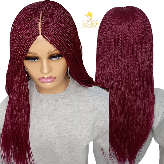 Burgundy Micro Braid Wig in Various Lengths and Colors | Wholesale and Retail Details Available - BRAIDED WIG BOSS