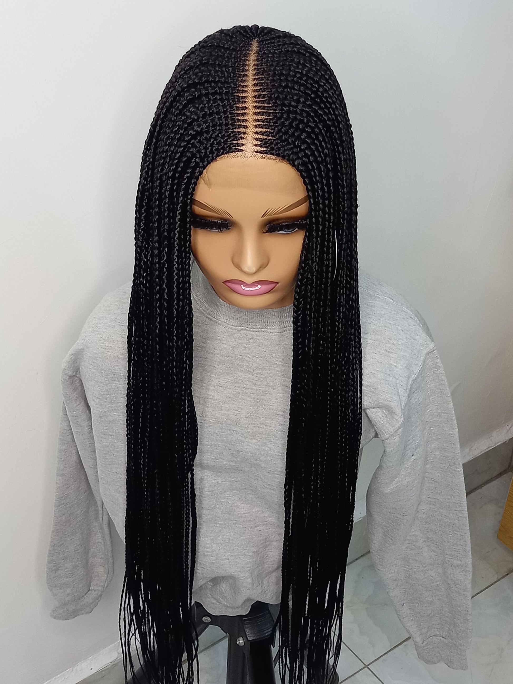 Cornrow braided wig on Kim-K 2 by 6 lace, 32 inches , color 1 for black women Free Shipping - BRAIDED WIG BOSS