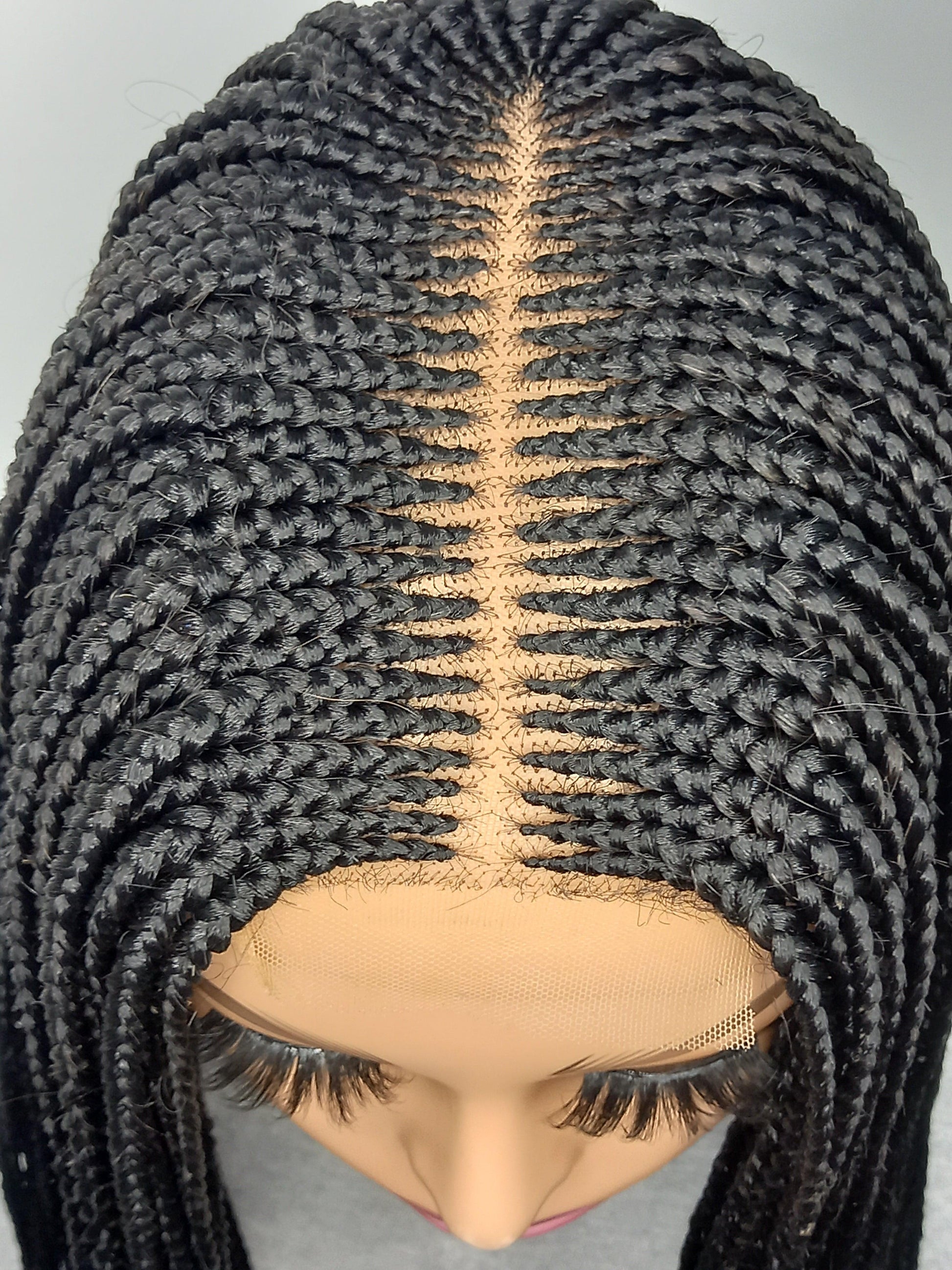 Cornrow braided wig on Kim-K 2 by 6 lace, 32 inches , color 1 for black women Free Shipping - BRAIDED WIG BOSS