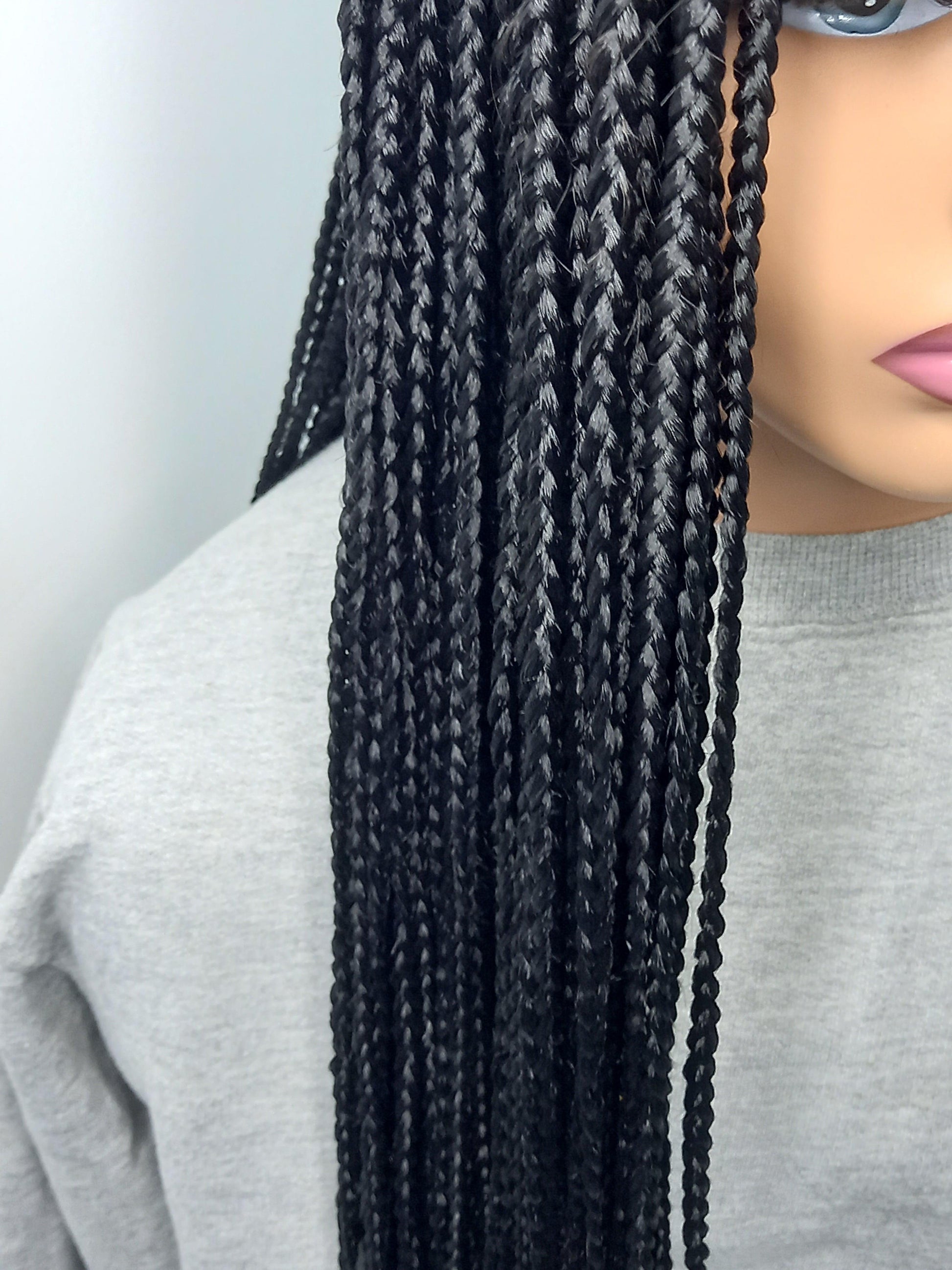 Cornrow braided wig on Kim-K 2 by 6 lace, 32 inches , color 1 for black women Free Shipping - BRAIDED WIG BOSS