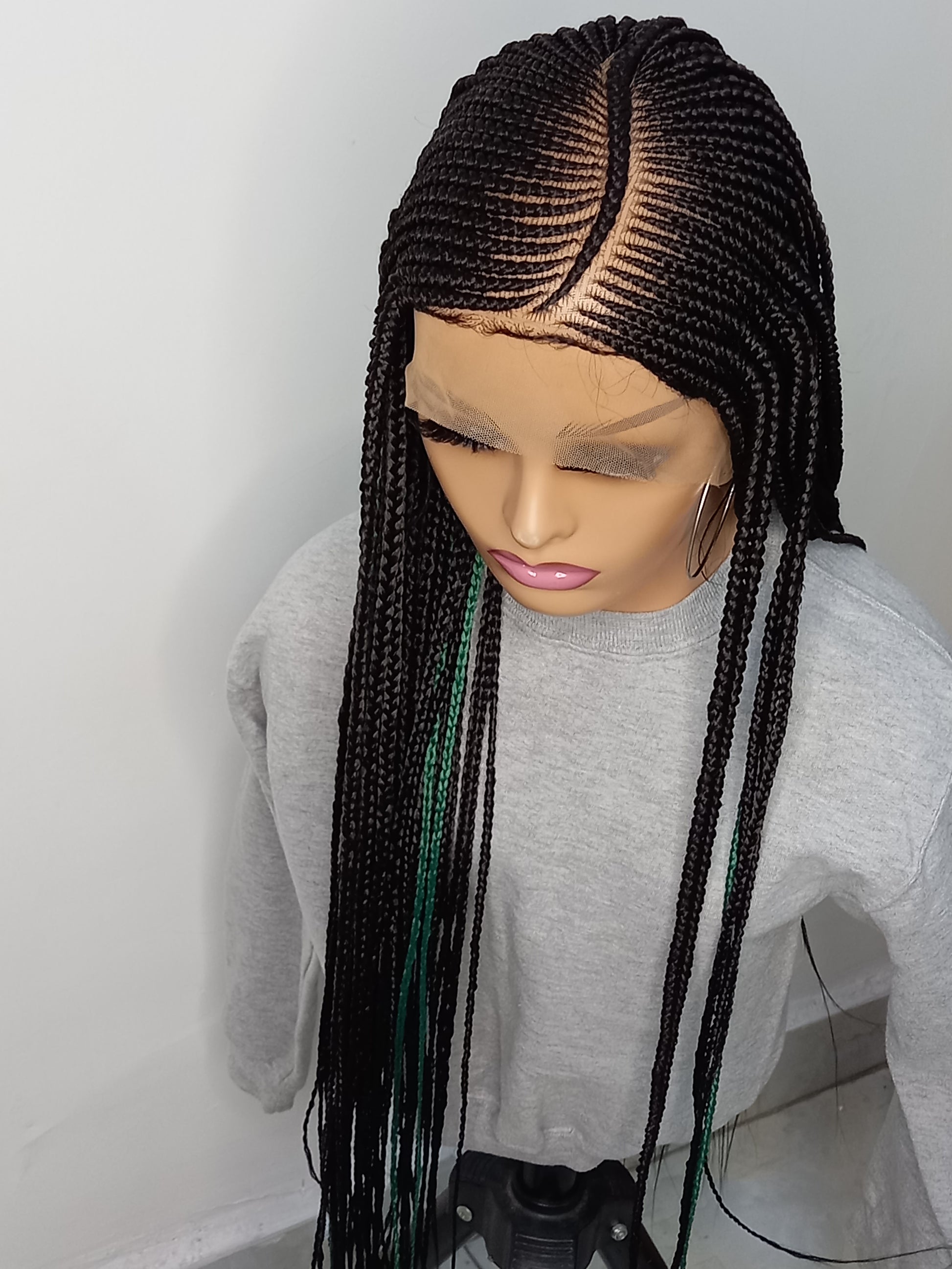 Stunning Cornrow Wigs on 13 by 6 Lace Front for Black Women: Handmade, Synthetic, and Braided Options Available - BRAIDED WIG BOSS