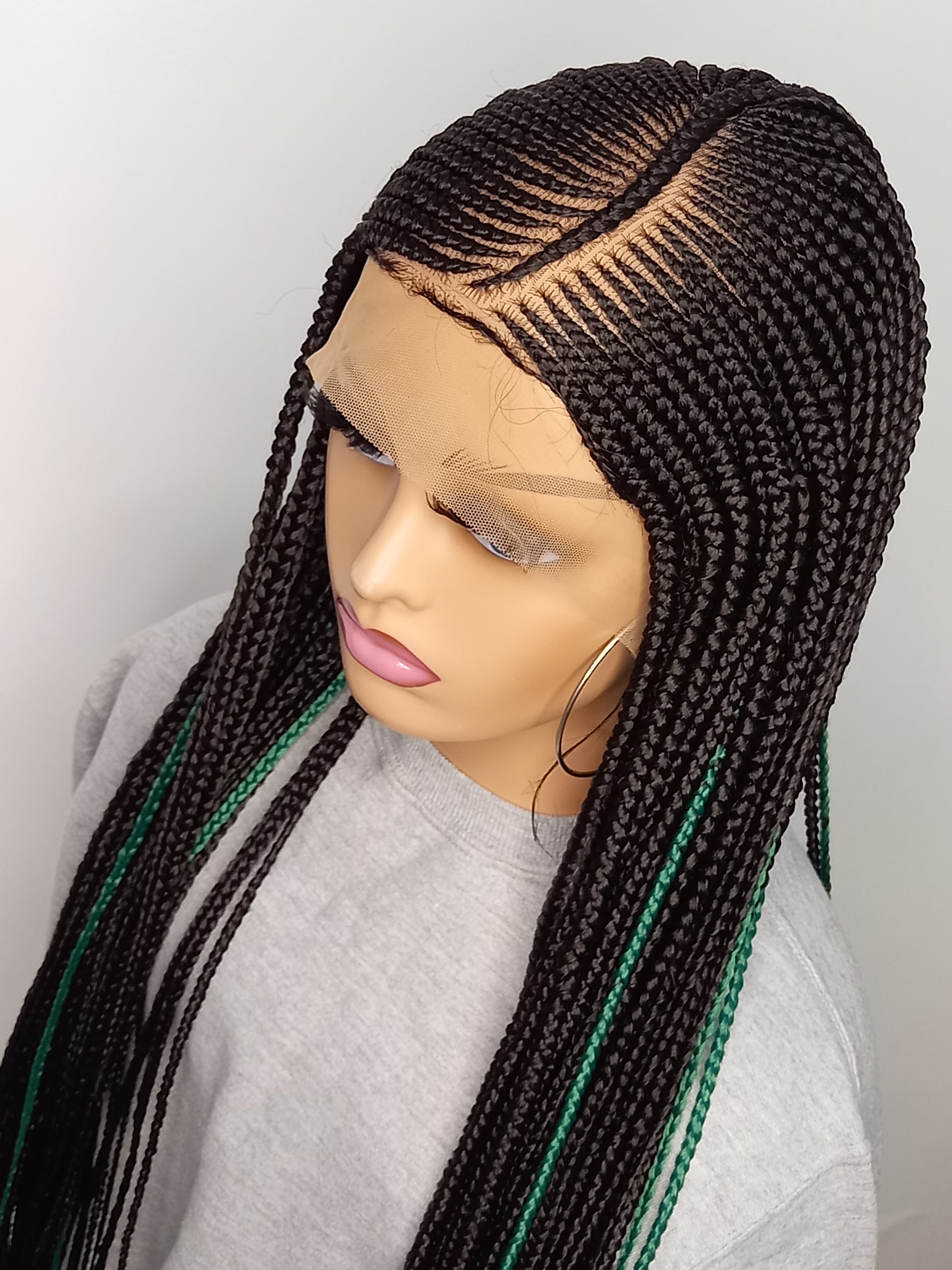 Stunning Cornrow Wigs on 13 by 6 Lace Front for Black Women: Handmade, Synthetic, and Braided Options Available - BRAIDED WIG BOSS