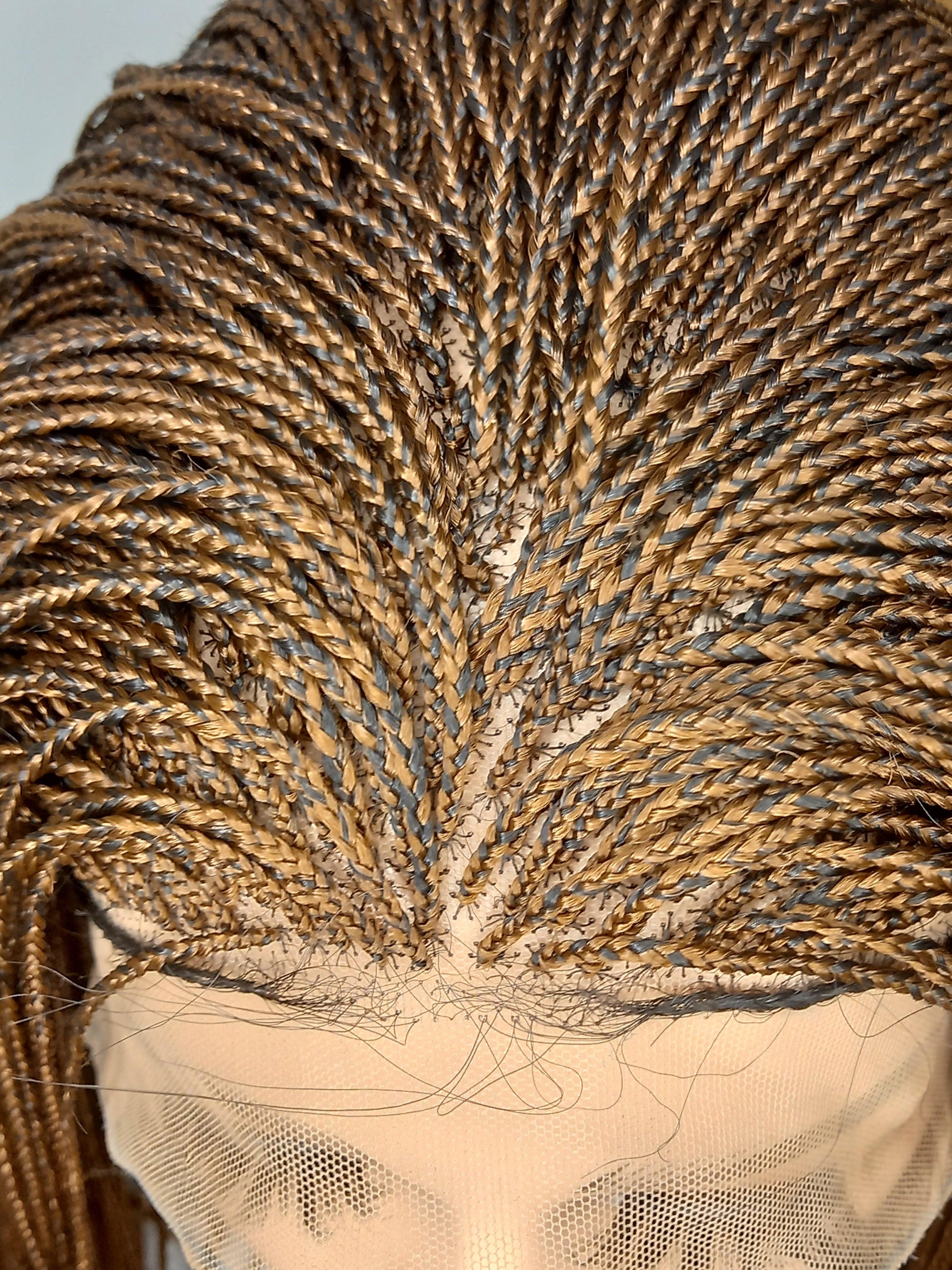 Short Micro Braids on 13×6 Lace Frontal in Auburn With Free Shipping - BRAIDED WIG BOSS