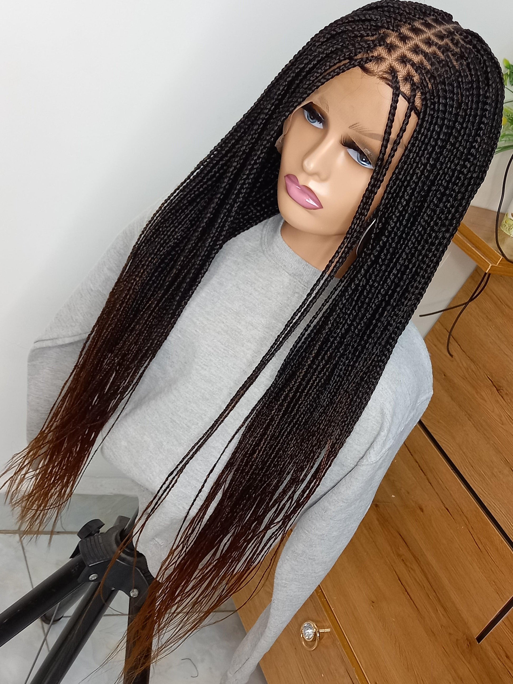 Ombre B29 Knotless Braid Wig on Full Lace Braided Wig for black women with free shipping - BRAIDED WIG BOSS