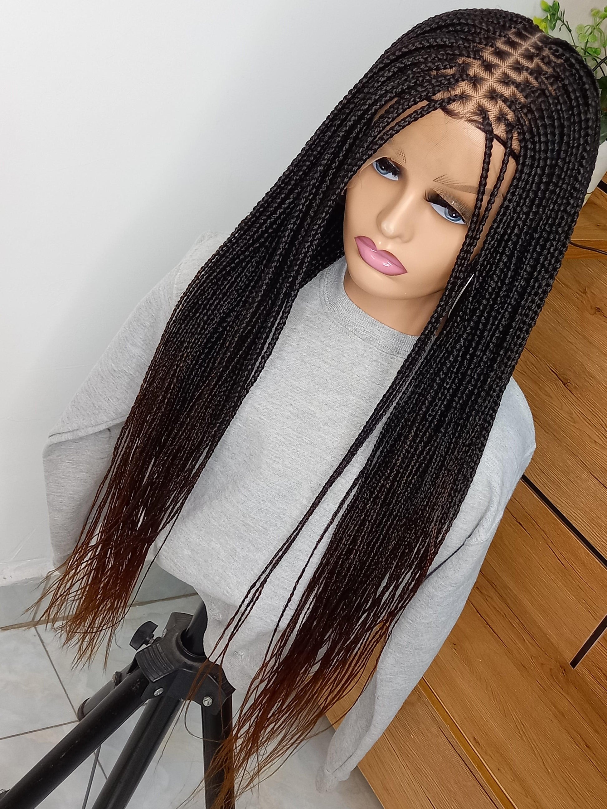 Ombre B29 Knotless Braid Wig on Full Lace Braided Wig for black women with free shipping - BRAIDED WIG BOSS