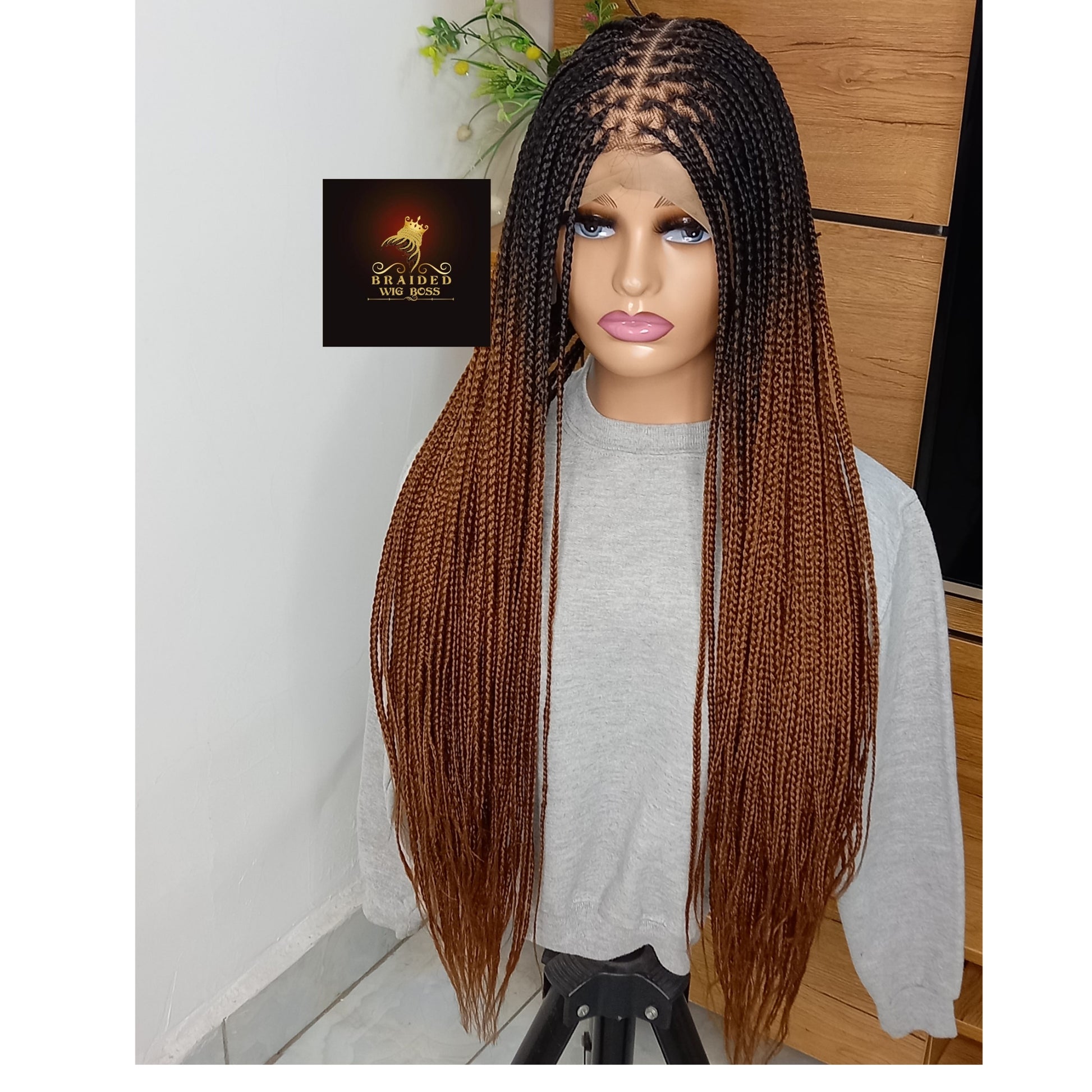 Upgrade Your Look with Our Ombre Knotless Braid Wig on Full Lace: Free Worldwide Shipping - BRAIDED WIG BOSS