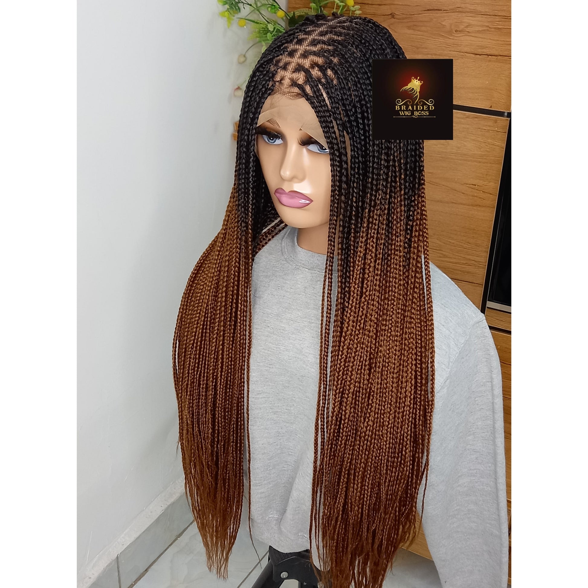 Upgrade Your Look with Our Ombre Knotless Braid Wig on Full Lace: Free Worldwide Shipping - BRAIDED WIG BOSS