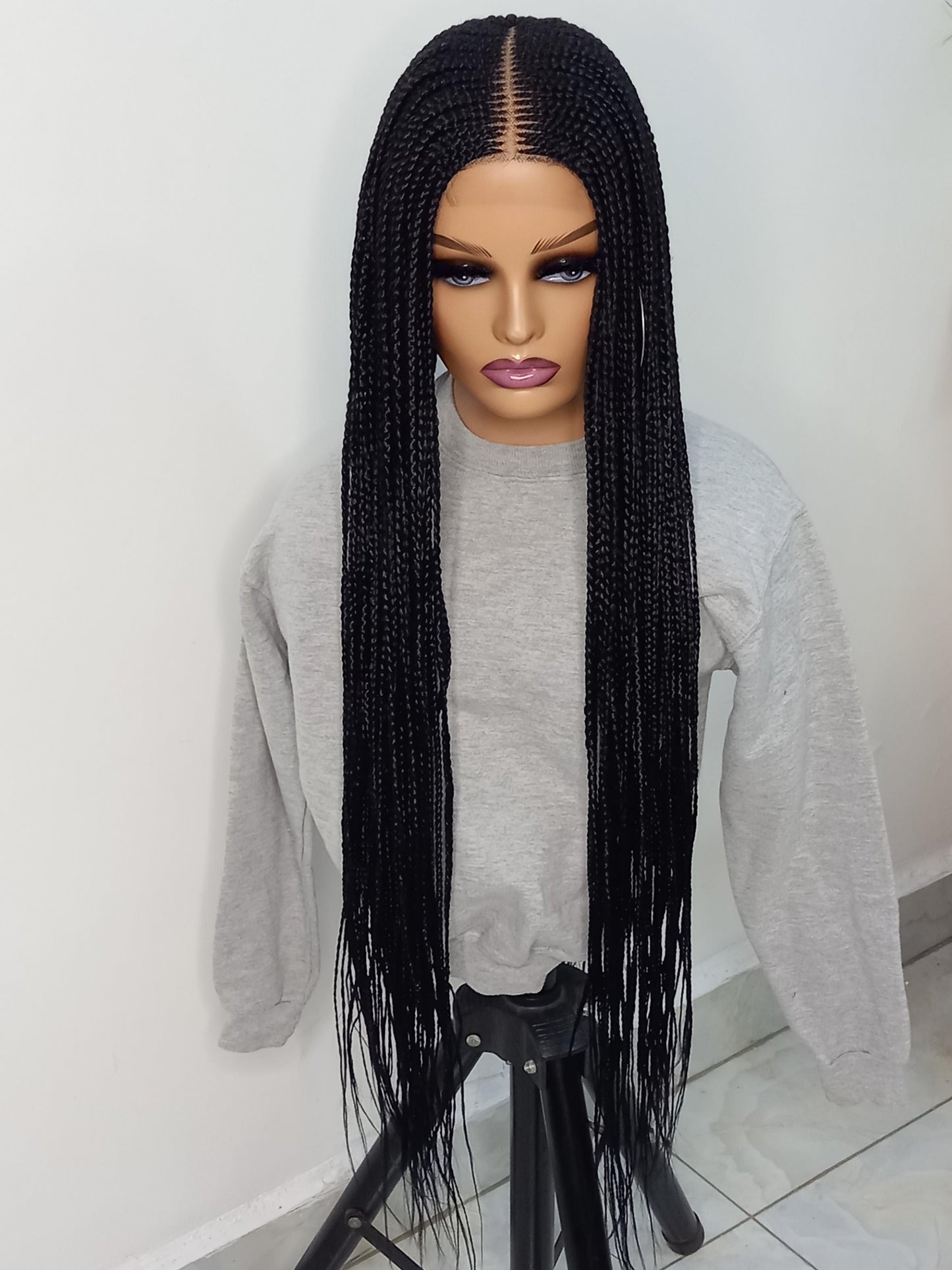 Cornrow braided wig on Kim-K 2 by 6 lace, 32 inches , color 1 for black women Free Shipping