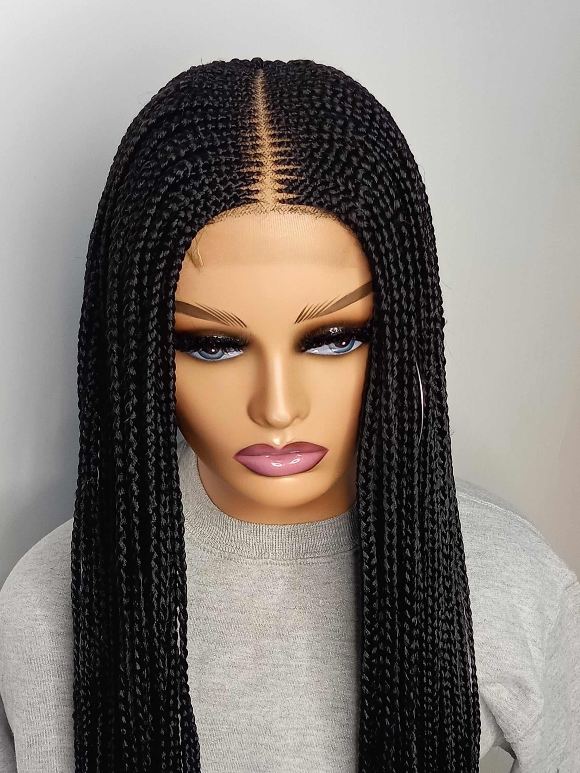 Cornrow braided wig on Kim-K 2 by 6 lace, 32 inches , color 1 for black women Free Shipping - BRAIDED WIG BOSS