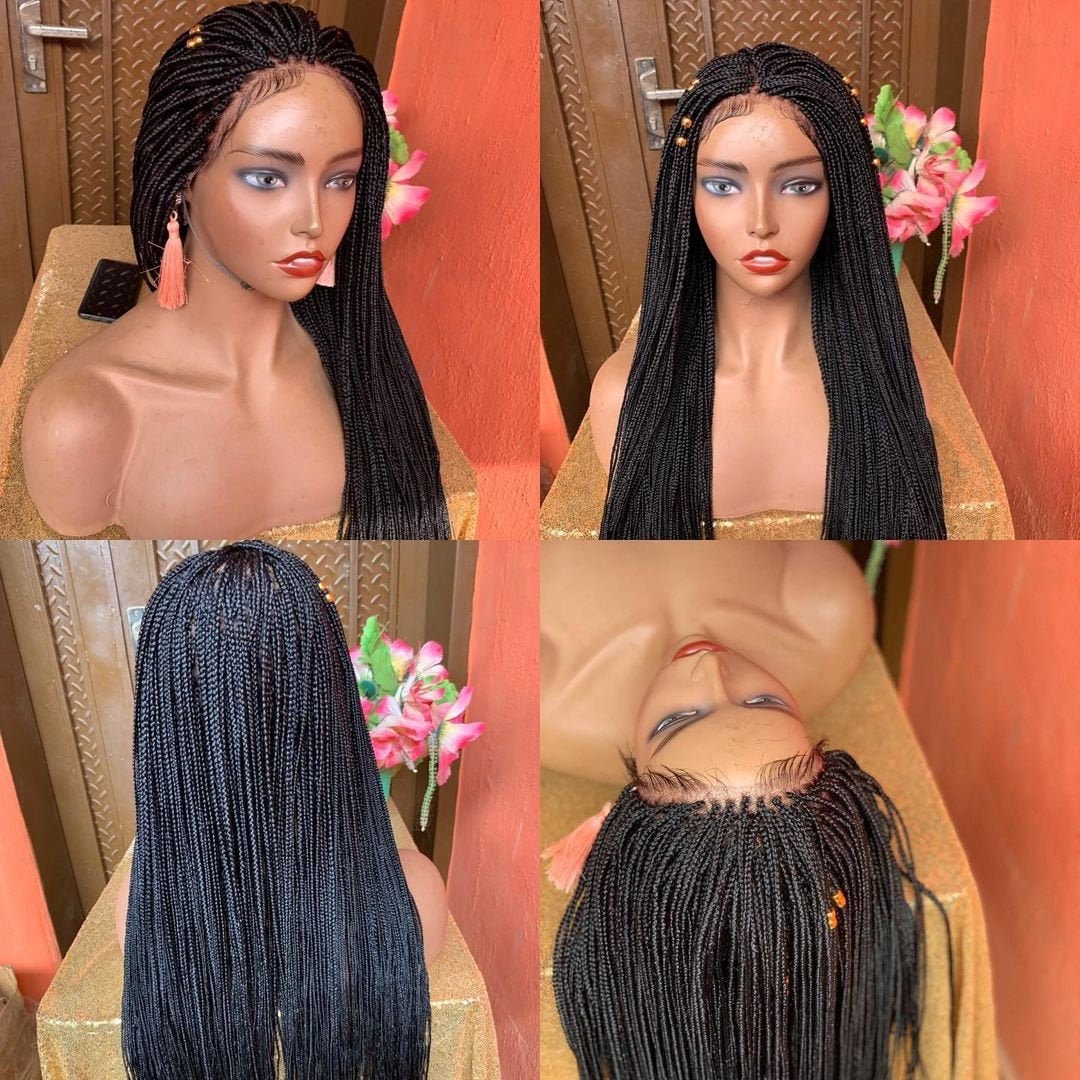 Micro braided wigs tiny box braids on 4*4 closure lace wigs full lace box braids lace wig full lace wig lace front braid wig full lace braid