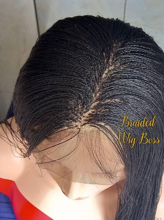 Full lace Micro Twist wig, Braided wig, micro braided lace front wig, micro braid lace frontal, braided wigs for black women, box braids wig - BRAIDED WIG BOSS