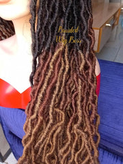 Ombre locs full lace wig, loc lace front wig, distress loc, faux loc full lace wig, lace front faux locs, distressed locs wig, goddess loc - BRAIDED WIG BOSS