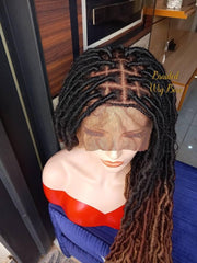 Ombre locs full lace wig, loc lace front wig, distress loc, faux loc full lace wig, lace front faux locs, distressed locs wig, goddess loc - BRAIDED WIG BOSS