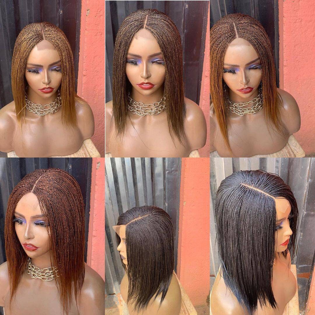 Short micro braid wig, braided wig, lace front wig, full lace wig, frontal wig, braid wig, braided lace wigs, micro braids full lace wig - BRAIDED WIG BOSS