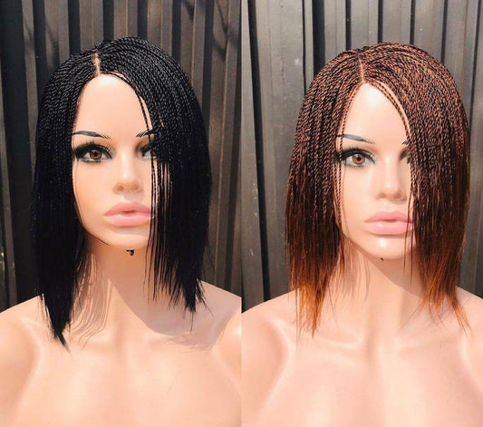 Short micro braid wig, braided wig, lace front wig, full lace wig, frontal wig, braid wig, braided lace wigs, micro braids full lace wig - BRAIDED WIG BOSS